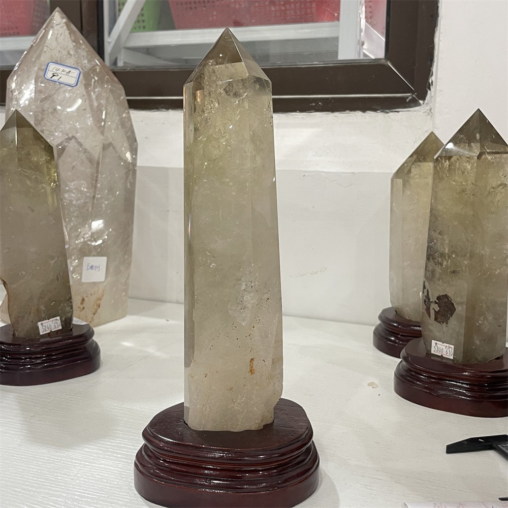 3.2LB 11.8″ Natural Smoky Quartz Obelisk Tower Crystal Quartz Energy+stand