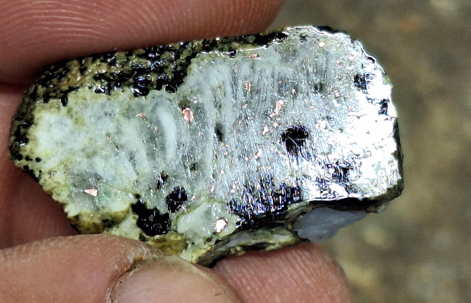 Copper Replacement Agate In Greenstone – Wolverine #2 Copper Mine – Michigan