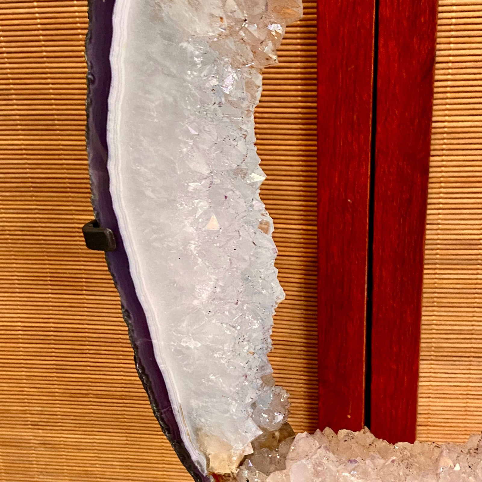 11.13LB Natural Amethyst Cave Crystal Slice Crescent shaped Hand Cut Repai