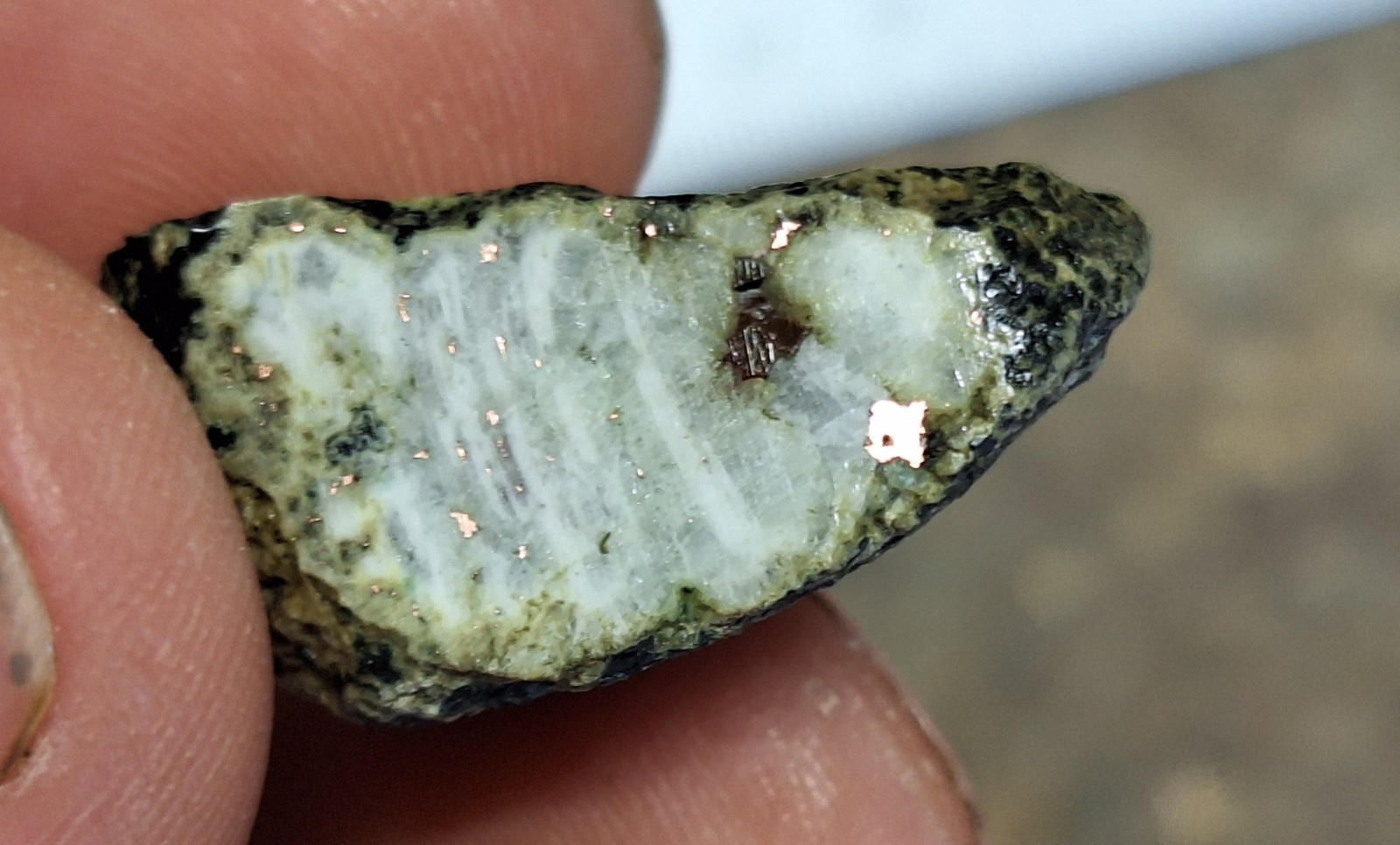 Copper Replacement Agate In Greenstone – Wolverine #2 Copper Mine – Michigan