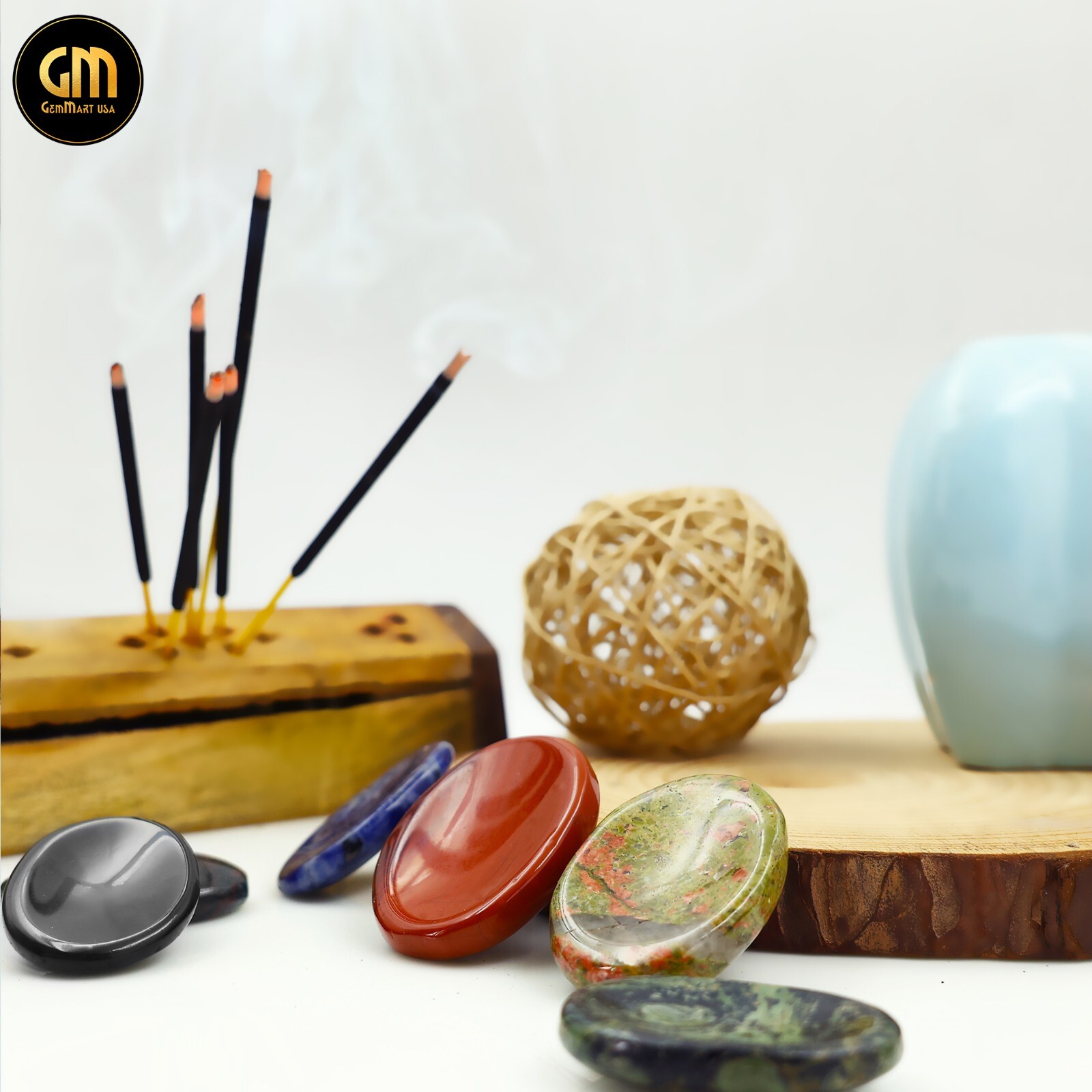Thumb Meditation Gemstone Oval Gemstones For Thumb Massager Stones Natural Worry