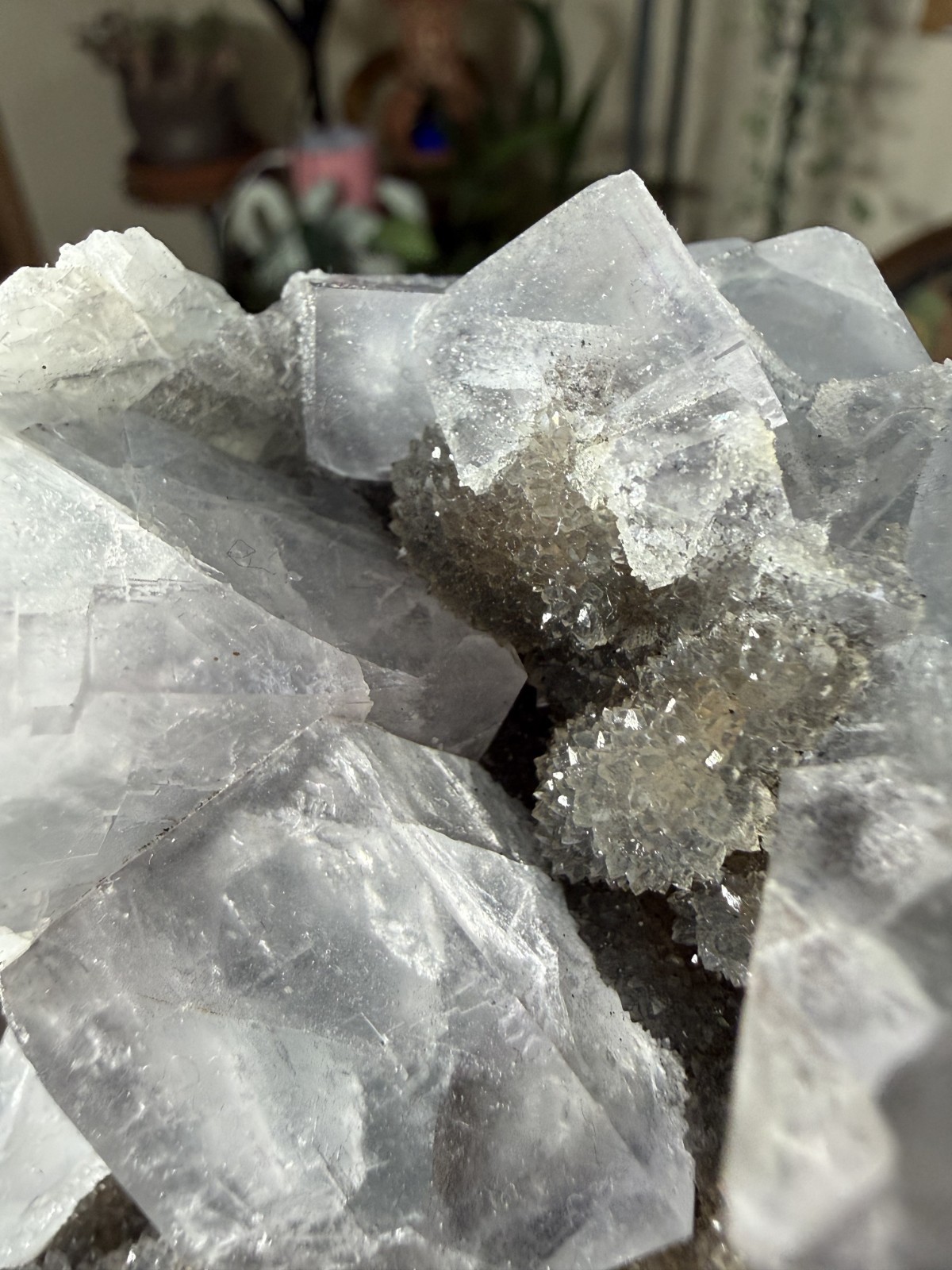 Sky Blue Cubic Fluorite on Smoky Quartz Crystal – 3.86lbs