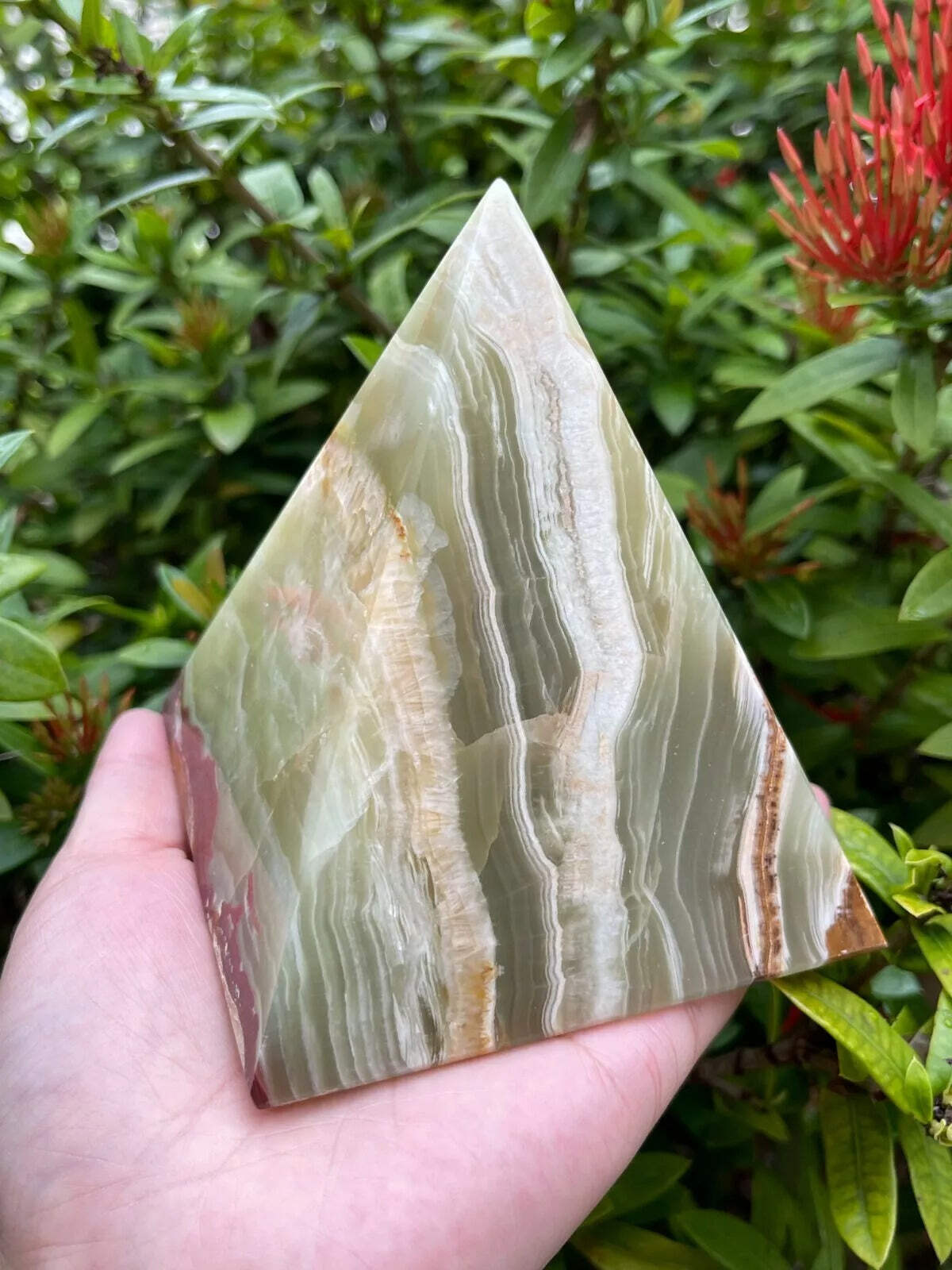 2″ 3″ & 4″ Green Onyx Crystal Pyramid, Grade A ++Multi Green Marble Onyx Pyramid