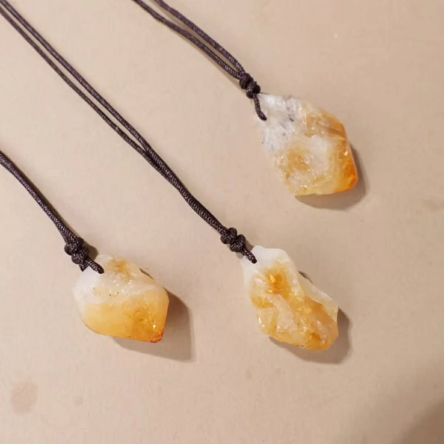 Raw Citrine Pendant Necklace Natural Crystal Prosperity Healing Stone