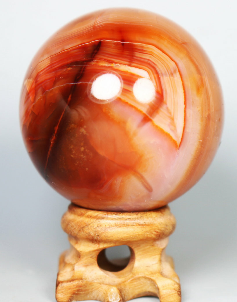 180g Natural Colorful Red Orange Carnelian Agate Geode Crystal Sphere Ball Stand