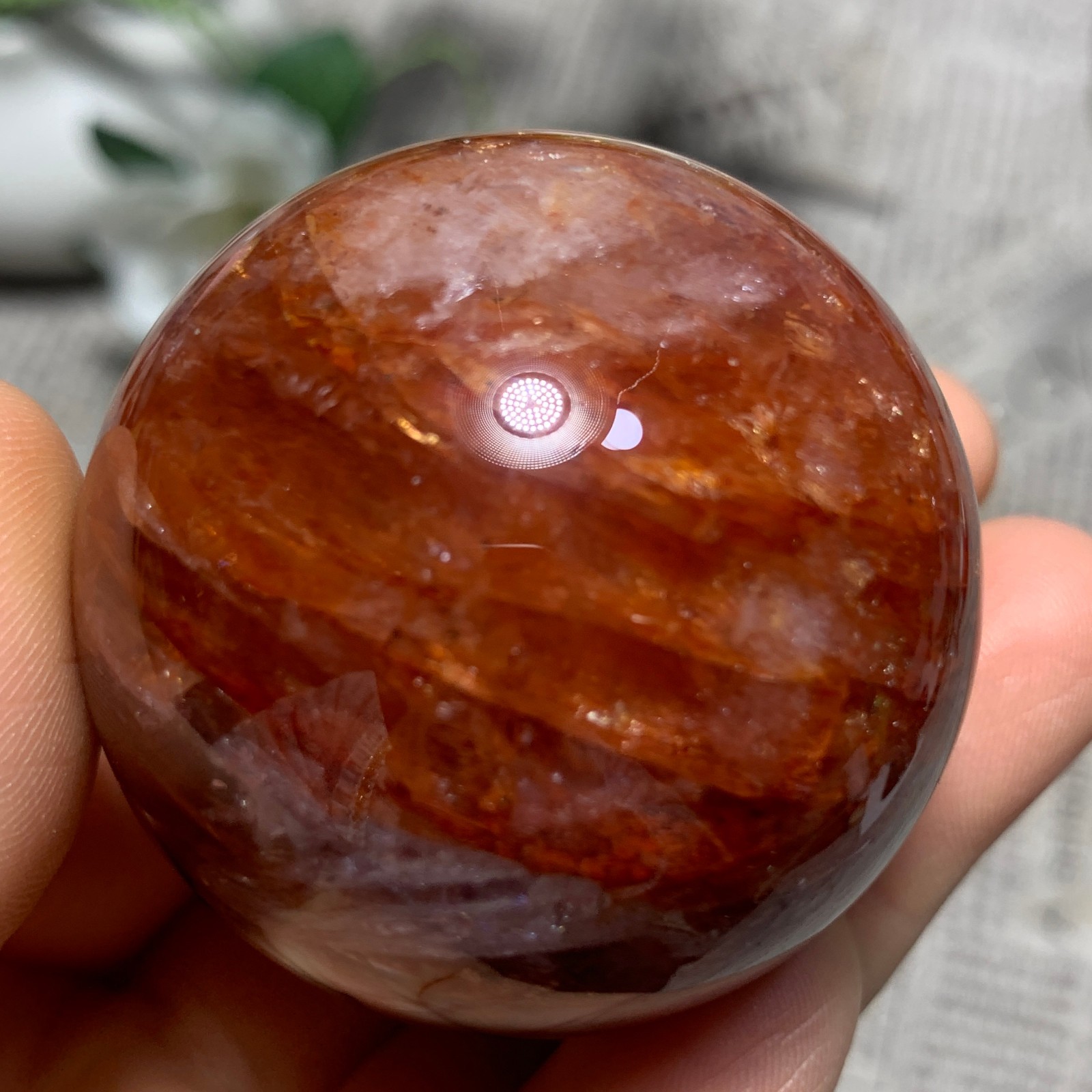 153G Natural Red Gum Flower Ball Crystal Sphere Specimen Energy Healing Reiki
