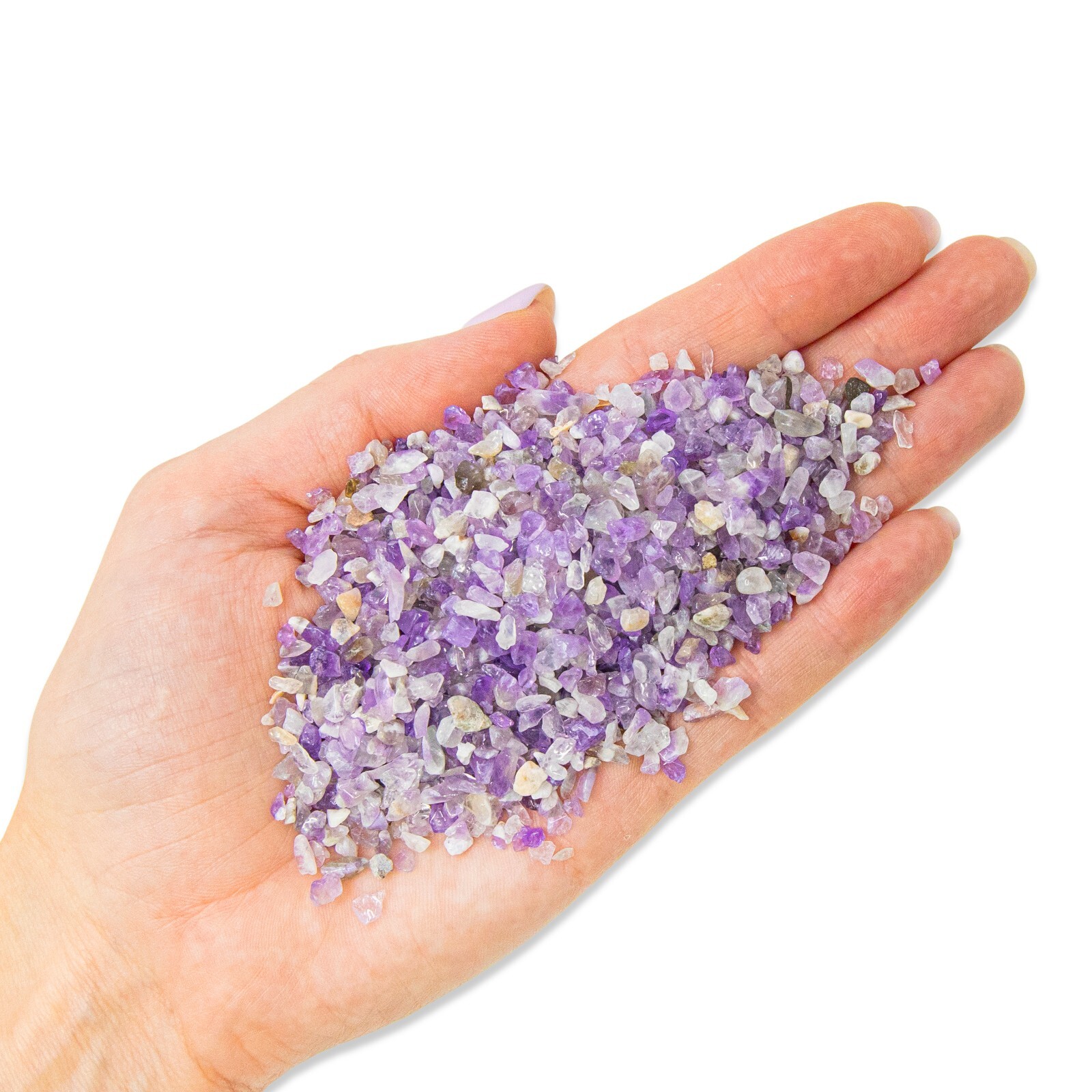 Tumbled Amethyst Clear Quartz Crystal Chips Bulk, Tiny Stone Tumbles for Candles