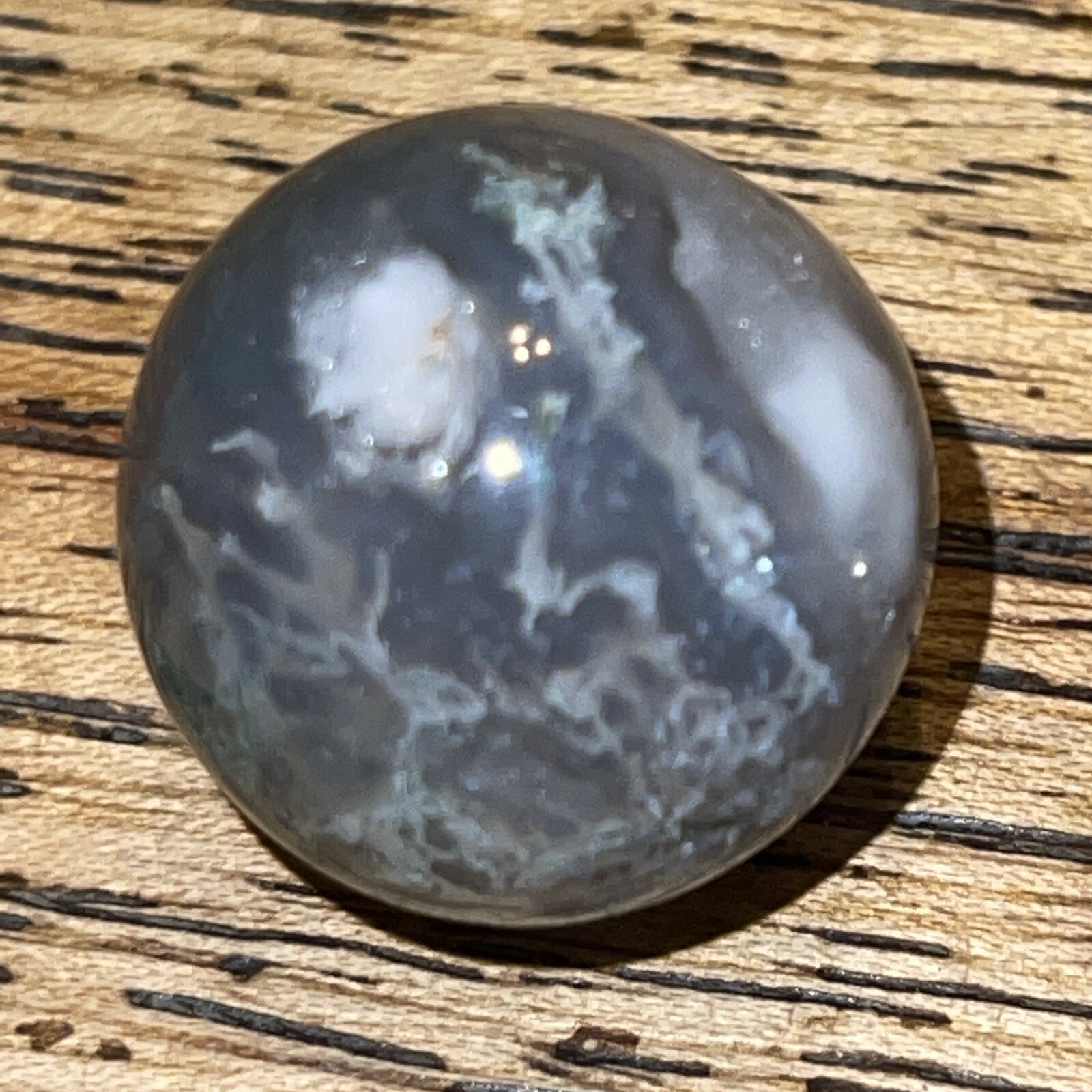Moss Agate Sphere Ball Orb Marble 20.7mm, 16g