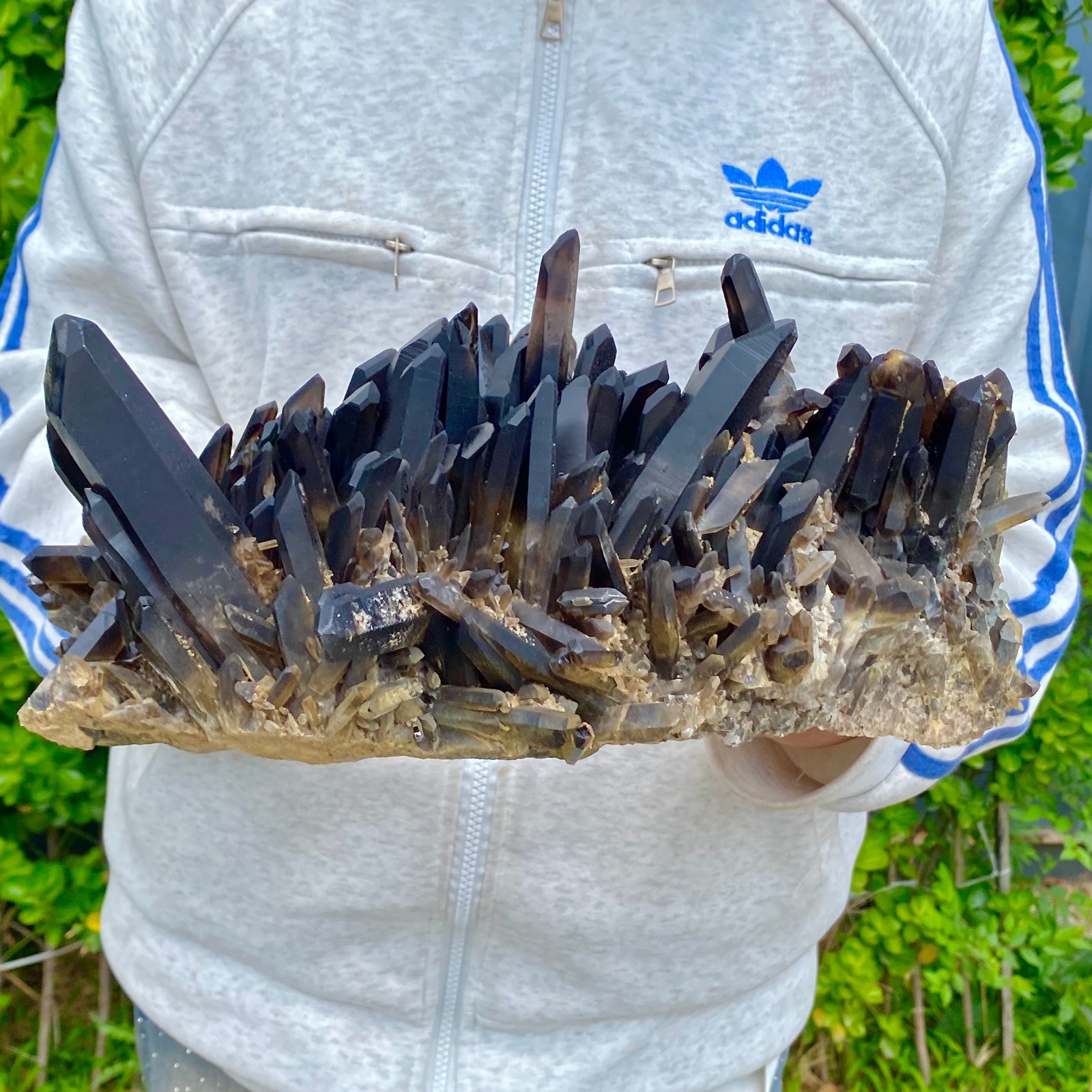 12.7LB Natural Black Smoke Color Quartz Cluster Crystal Specimens Mineral Heali