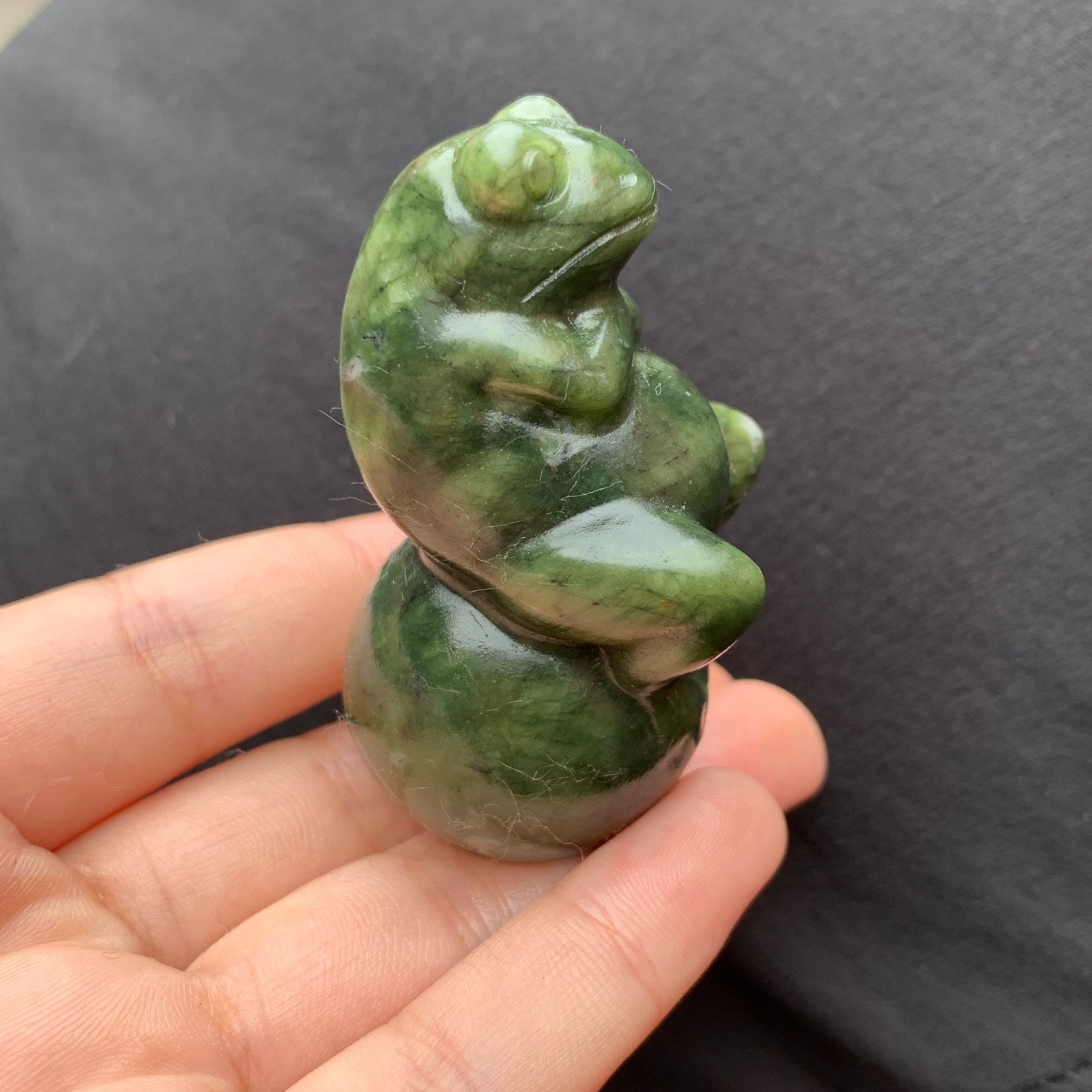 1pc Natural Serpentine Quartz Carved Frog Skull Crystal Reiki Healing Decor
