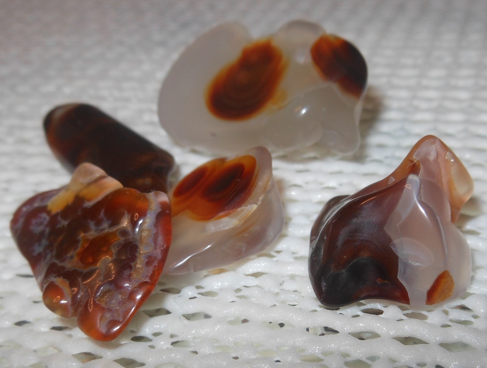 Mexican Fire Agate Lot 5 pieces @ 80ct total weight Tumble Polish unfinished