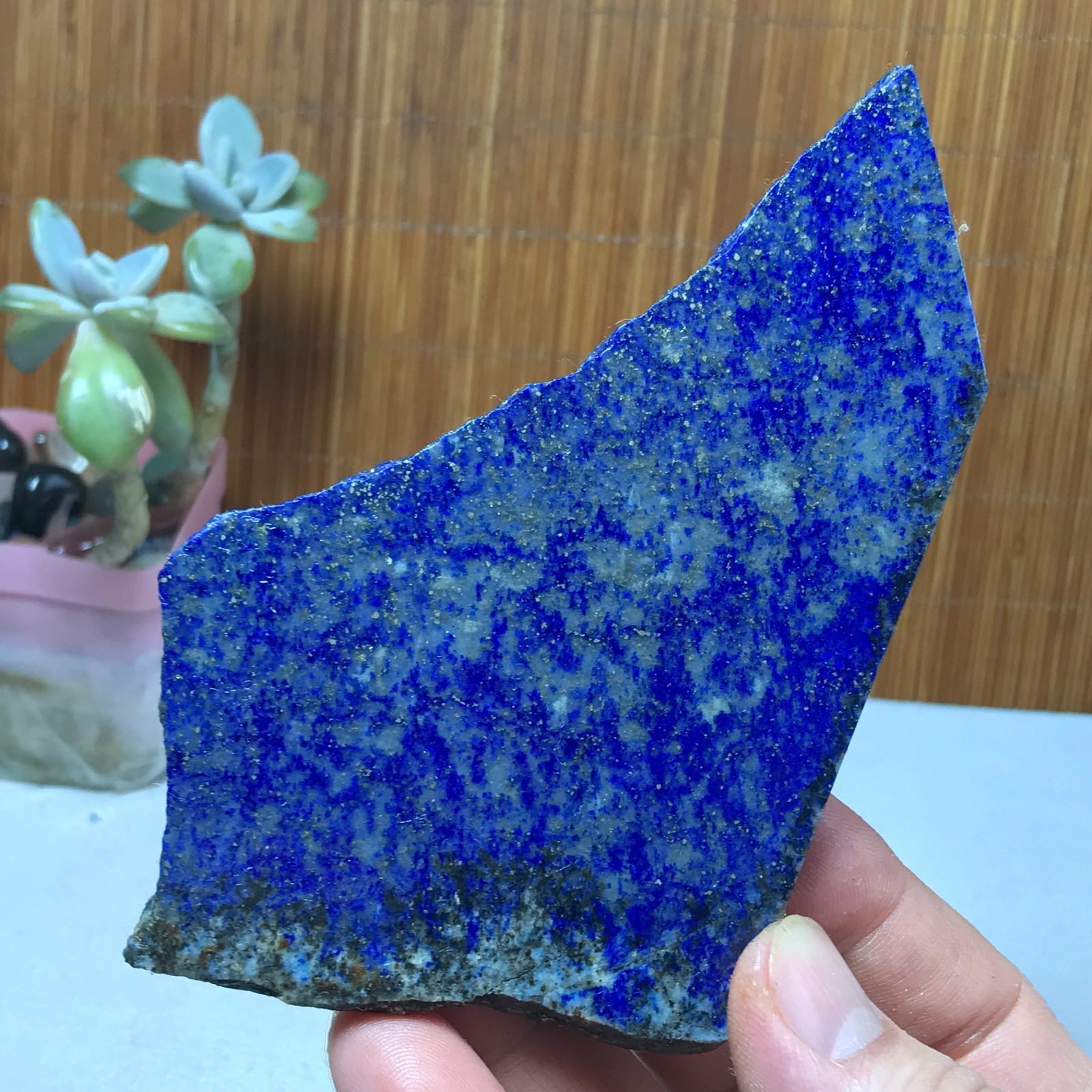 118-79-6mm Natural Lapis lazuli slice Crystal gemstone Polish/rough 104g A2860