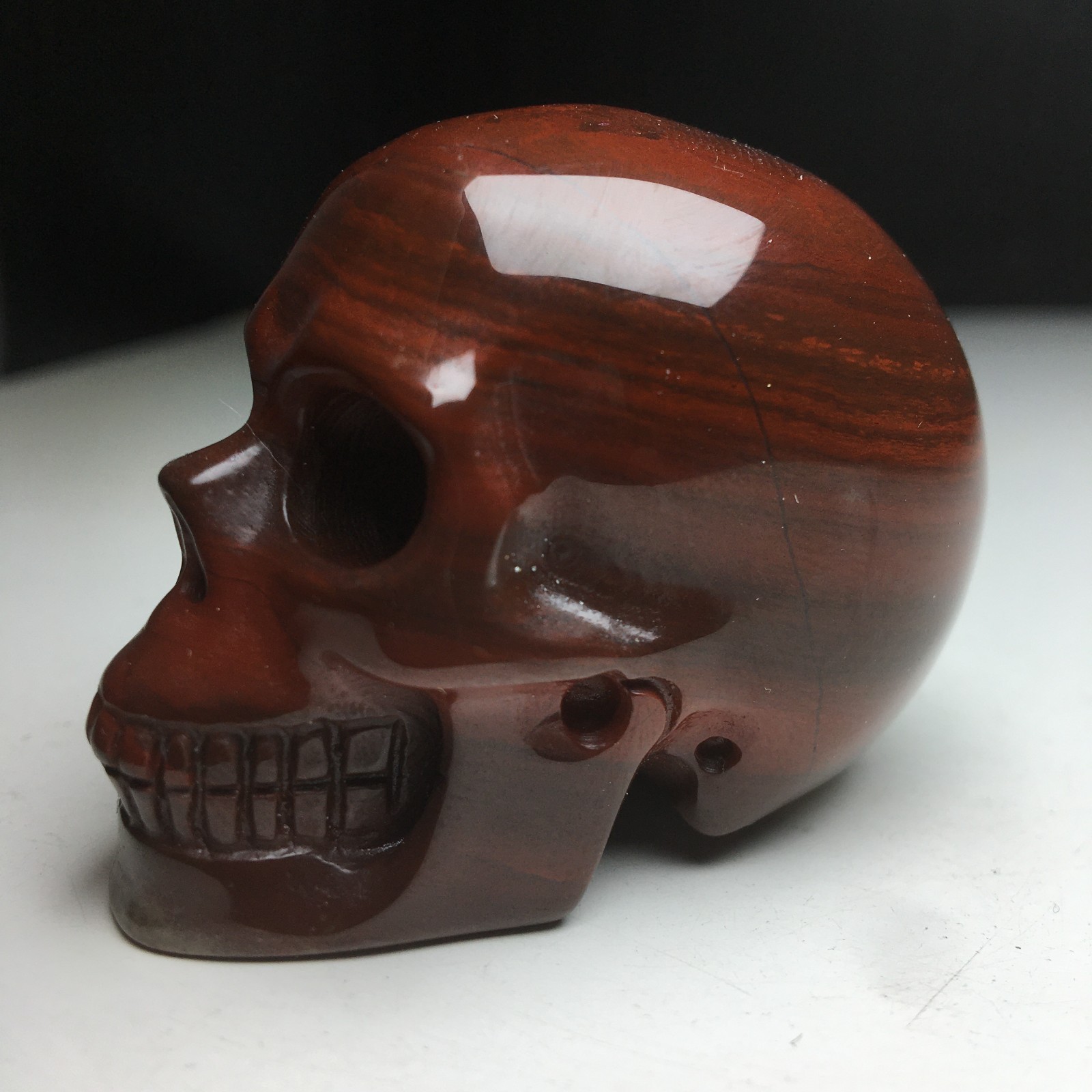 2.0”Natural Crystal Mineral Specimen.RED AGATE.Hand-carved SKULL.Statue.GIFT.CG