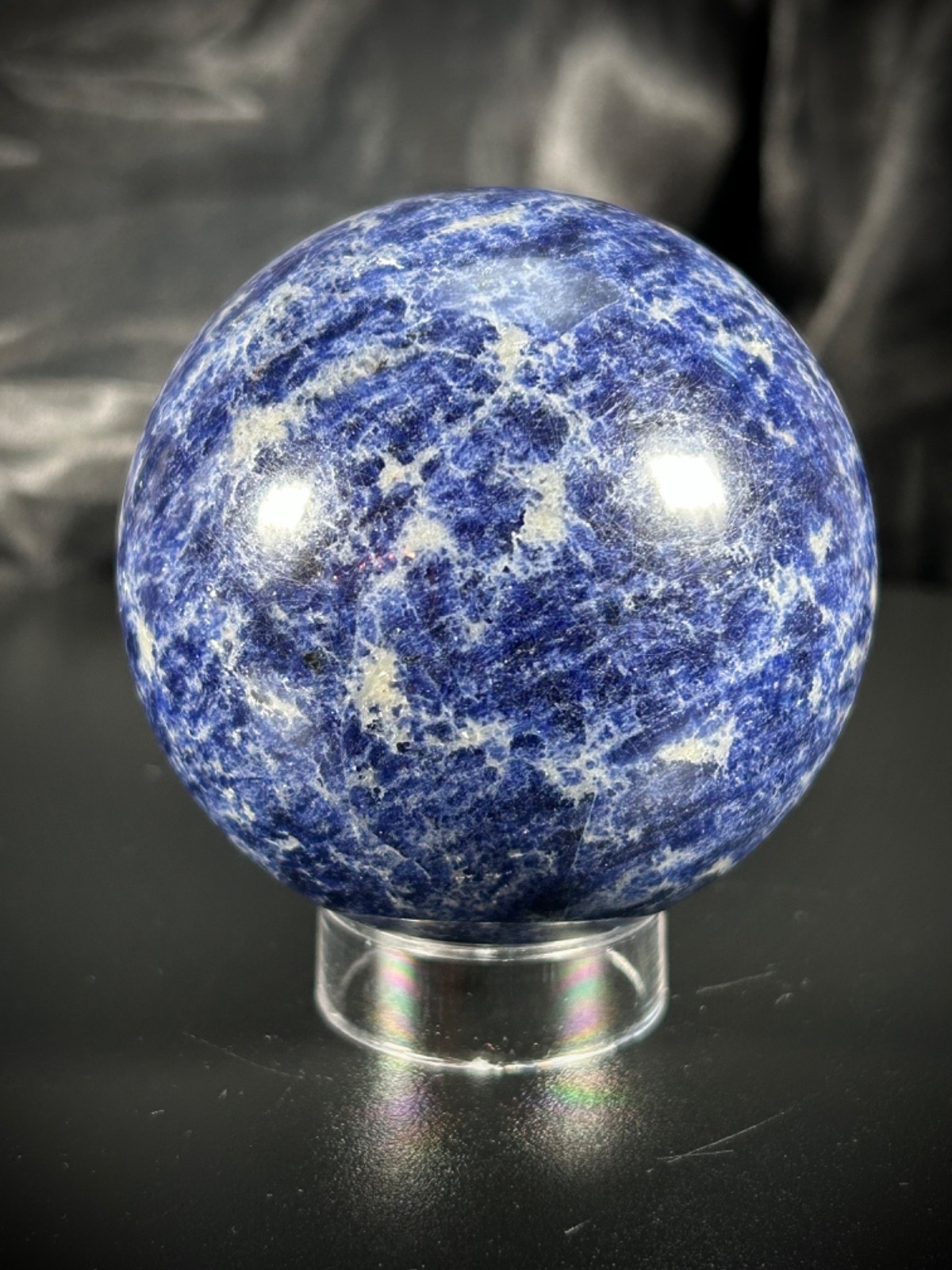 2.6″ Sodalite Sphere With Acrylic Stand 13.4oz (380 grams)