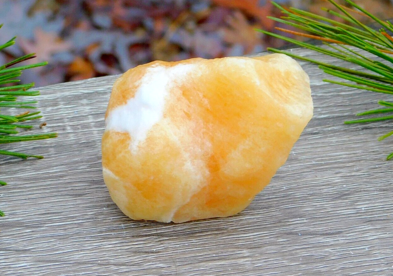 Orange Calcite Natural Rough Raw Stone 211g Solar Sacral Chakra Energy Healing