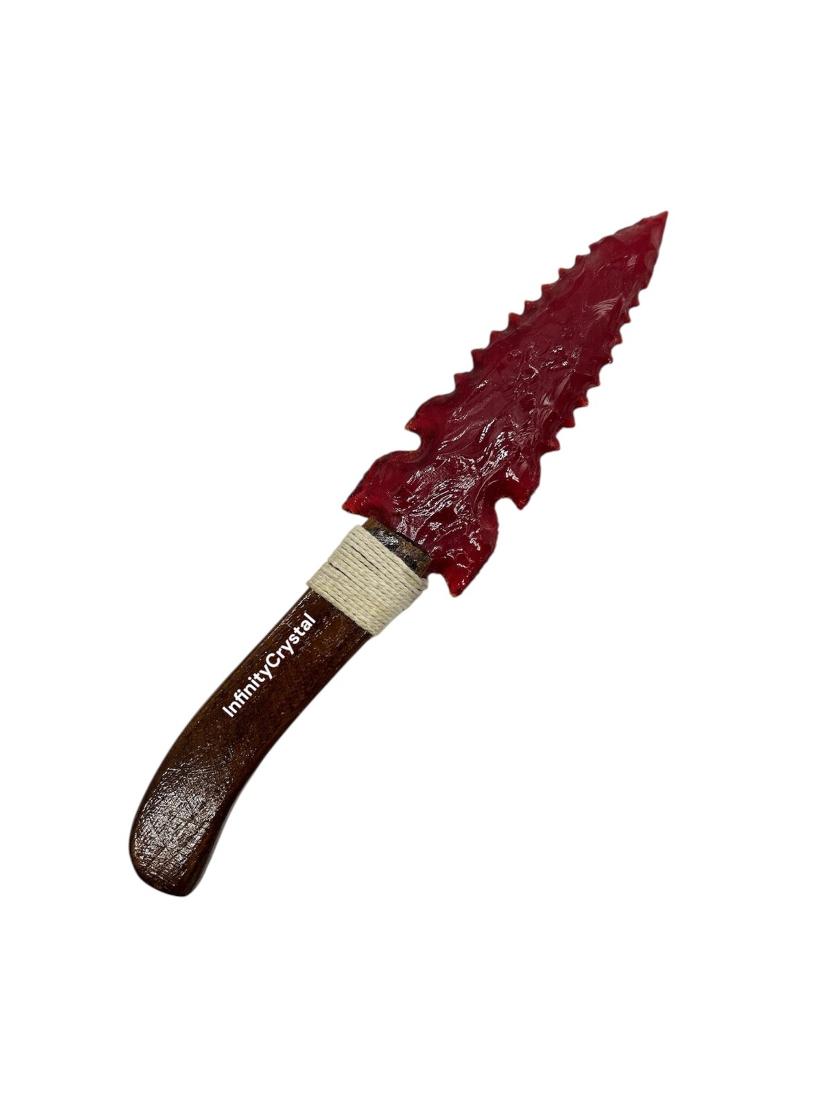 Handmade Red Obsidian Glass Knife Dagger 10” Wooden Handle Collectores Gift