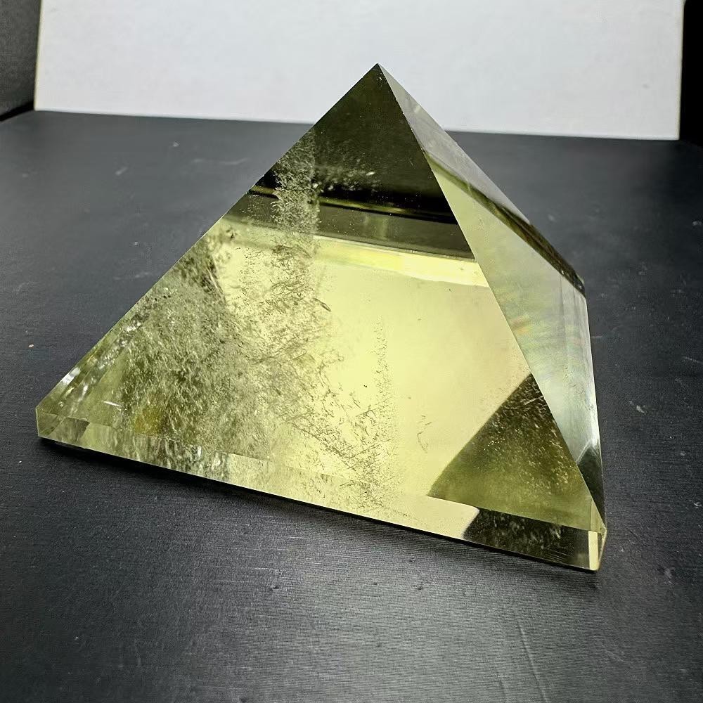 320g Natural Citrine Quartz Carved Pyramid Crystal Reiki Healing Decor