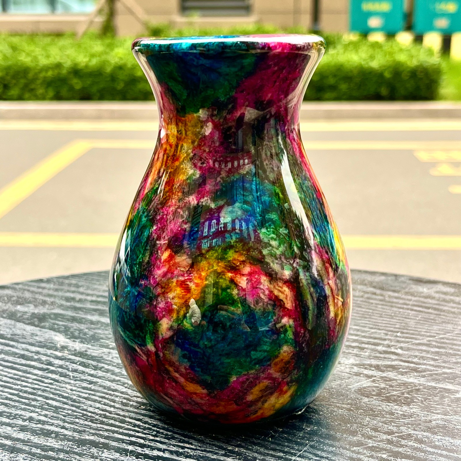 1.14LB Natural “Seven Colors Jade” vase specimen -Taiwan China