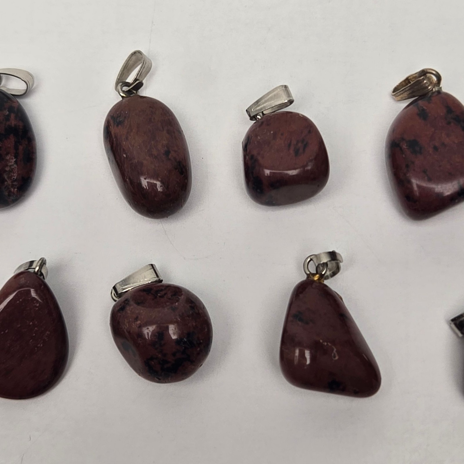 Lot 20 Mahogany Obsidian Tumbled Stone Pendants Natural Polished Rock Jewelry