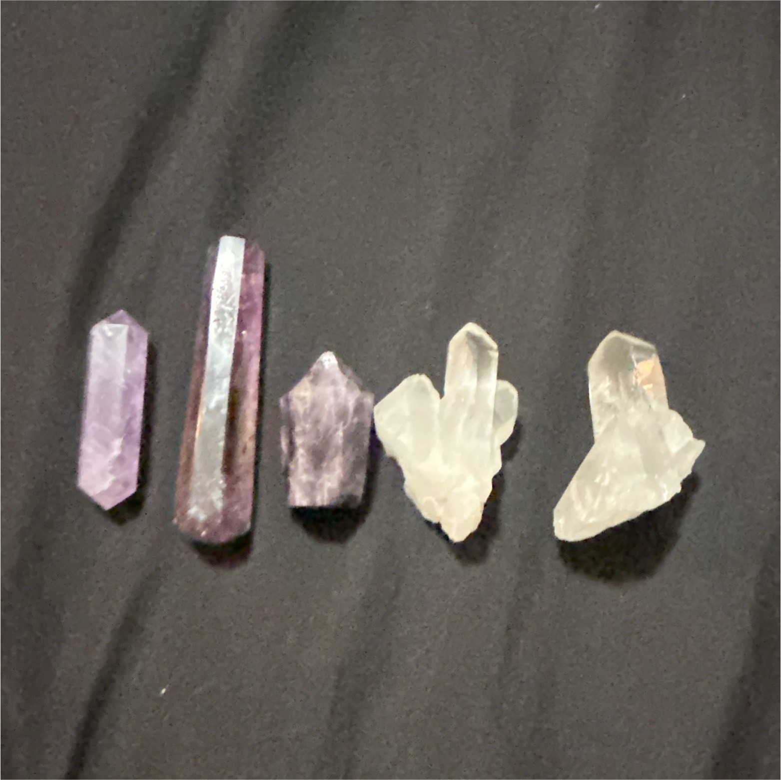 Mixed Lot of 5 Crystal Point Towers/Points, Purple & Clear/White, Point Shape