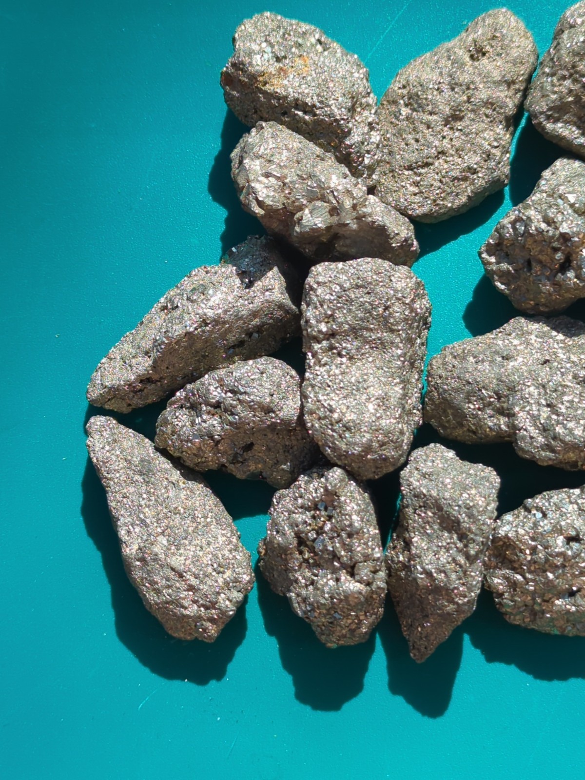 Lot of 1 Lb of Iron Pyrite Rough Chunks Fools Gold Nuggets 16 Pieces tumbling