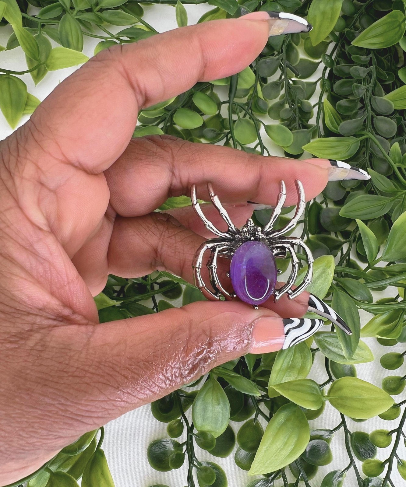 Amethyst spider brooch – 1.45″ amethyst spider crystal brooch – amethyst insect
