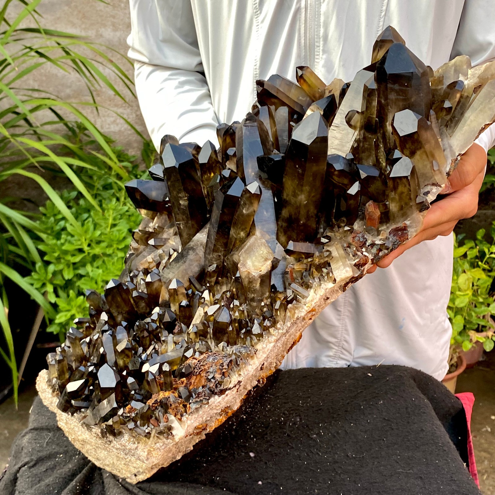 40.43LB Large Natural Black Smoky Quartz Crystal Cluster Raw Mineral Specimen