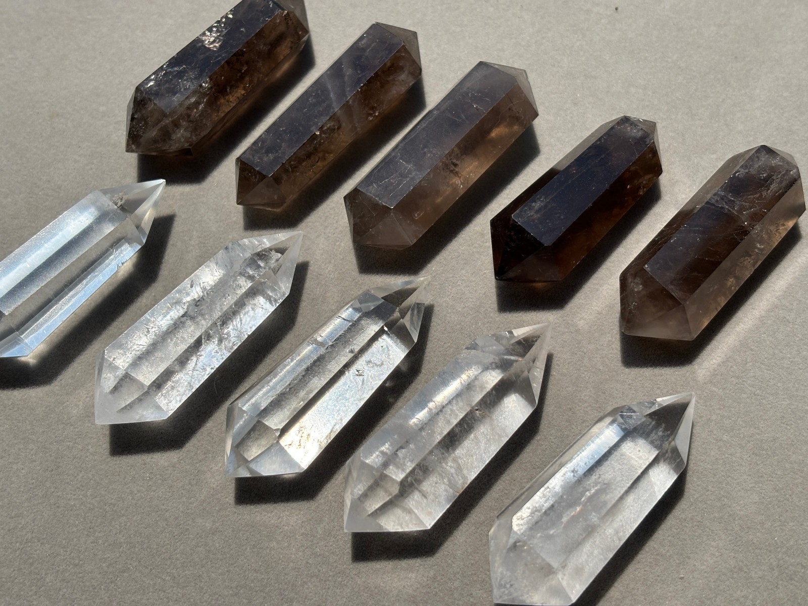 10pcs Lot Clear and Smokey Mixed Natural Quartz Crystal Double Terminated Points