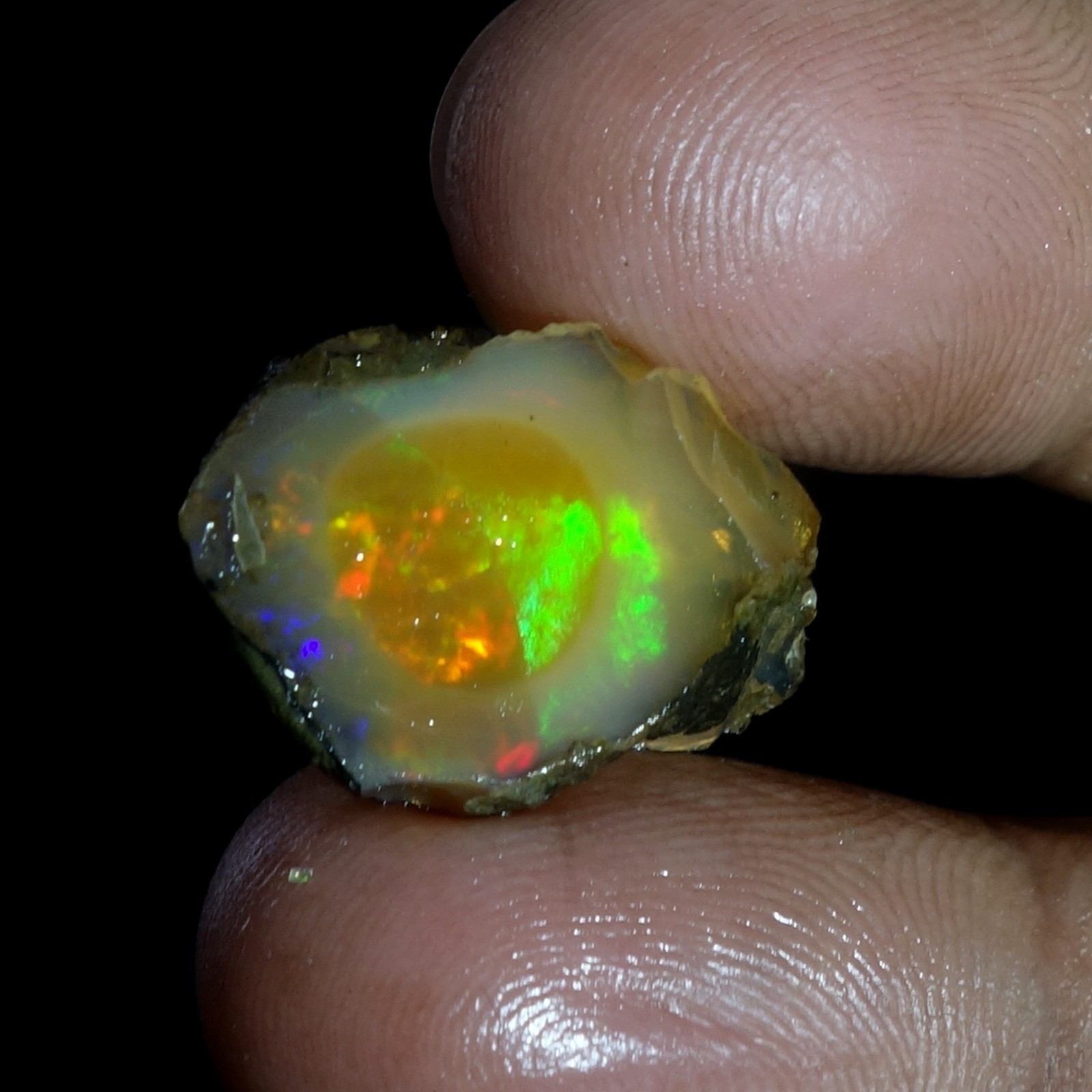 AA+ Ethiopian Oli Opal Rough Entreated Welo Opal Multi Fire Color Flash 11.80Cts