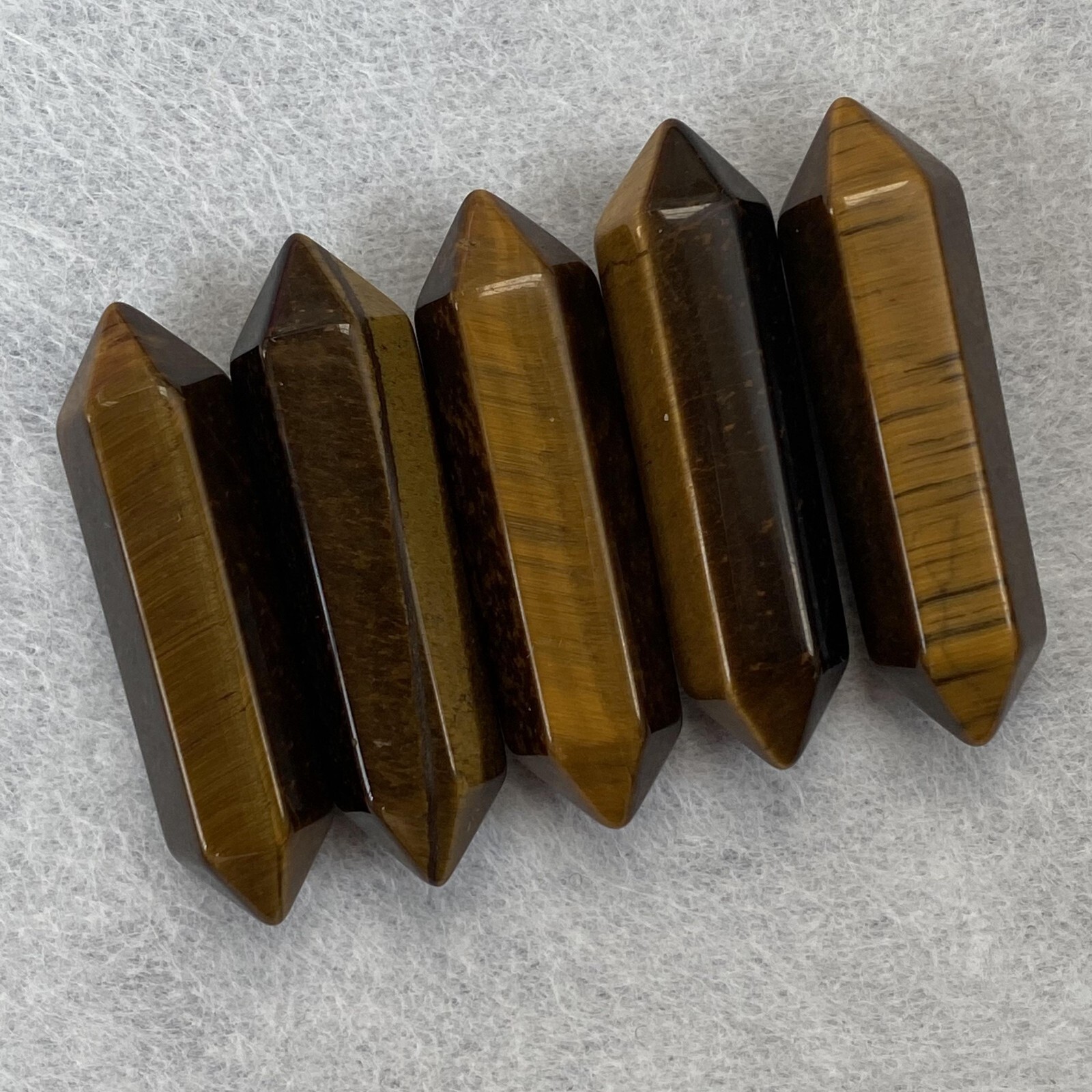 10pcs Natural Tiger’s eye Obelisk Quartz Crystal Wand Double Point Healing
