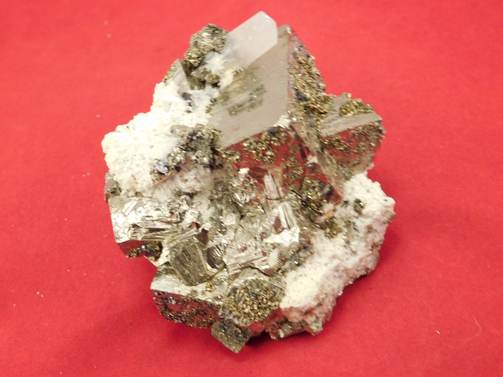 FLUORESCENT Calcite Crystal with PYRITE Crystal CUBES! From Peru 295gr