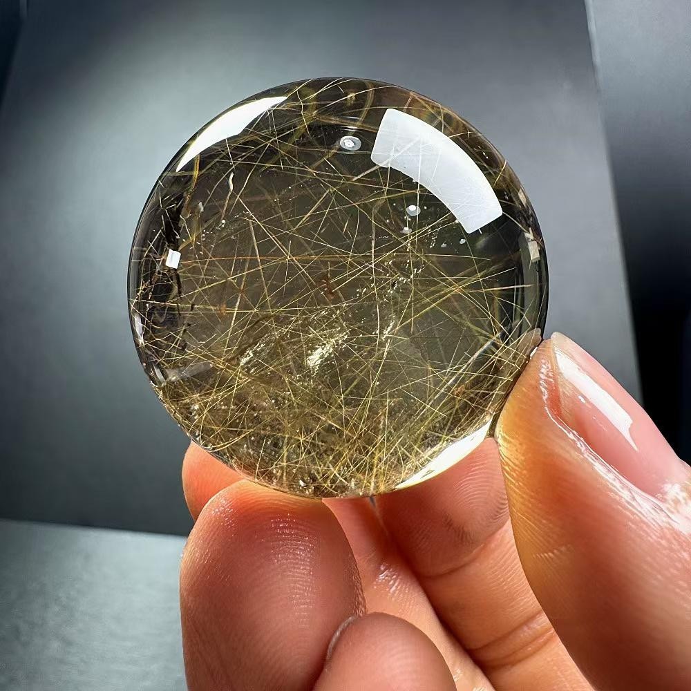 80g Natural Rutilated Quartz Sphere Crystal Ball Mineral reiki Decor