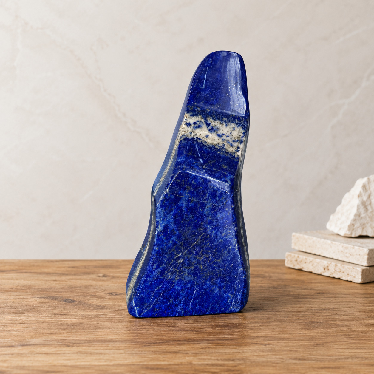 Polished Lapis Lazuli Freeform Display Stone – Afghan Blue Crystal Home Decor