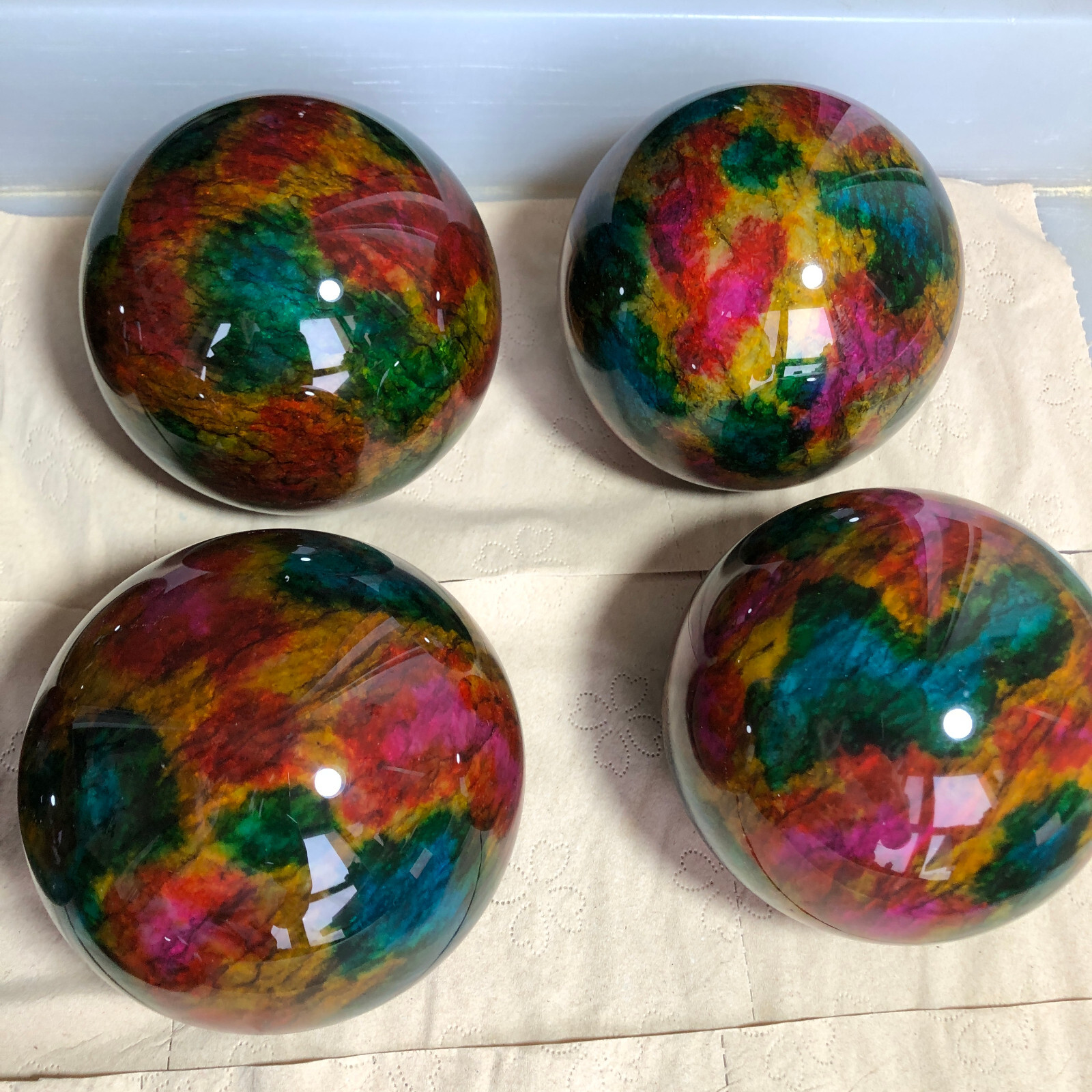 1pcs Natural “Seven Colors Jade” sphere flat bottom specimen Taiwan China 99mm