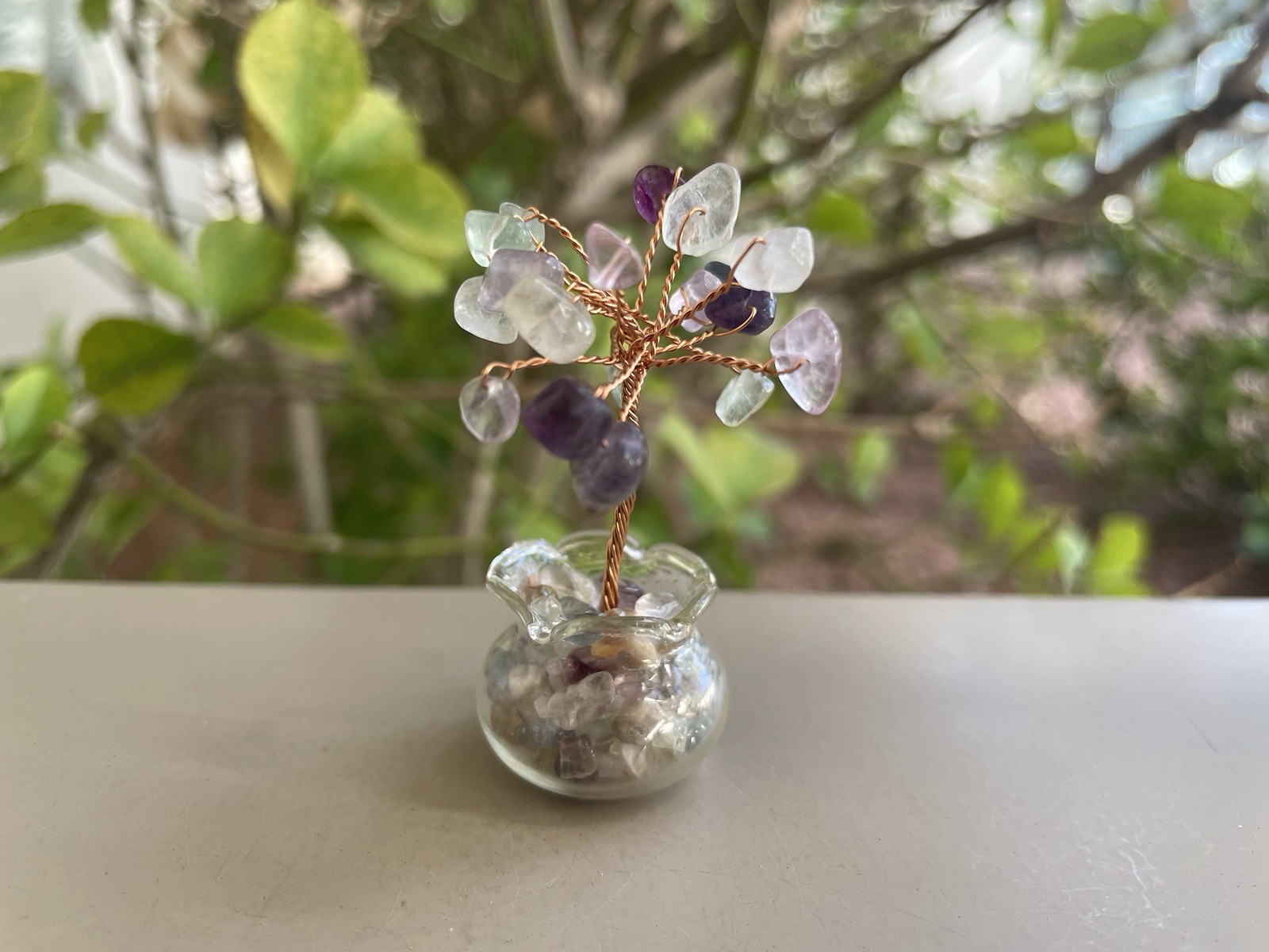 Fluorite Crystal/Gemstone Mini Tree In Pot Chips 19G 2 1/2″ x 1″