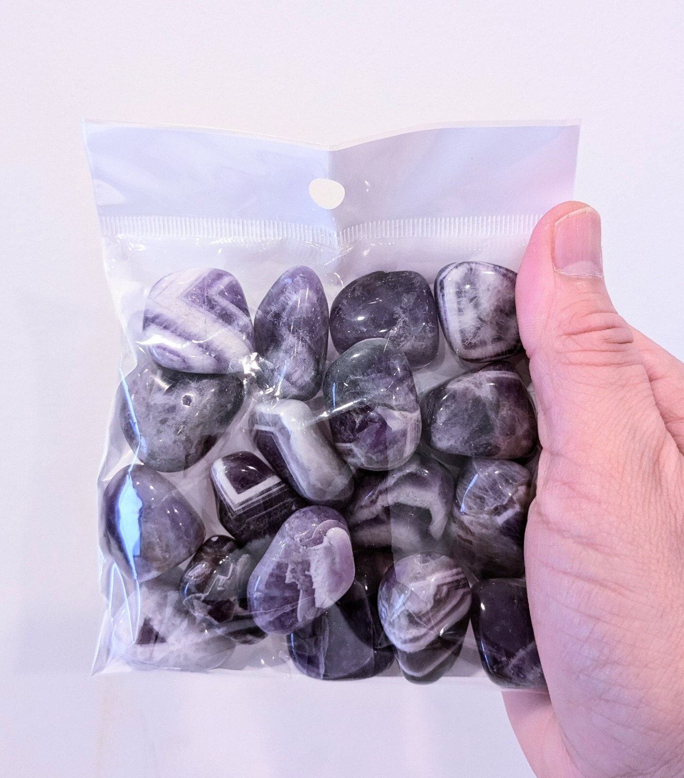 1/2 LB. Tumbled Chevron Amethyst Gemstone .5″- 1″ in Size & 17-20 Stones p/bag