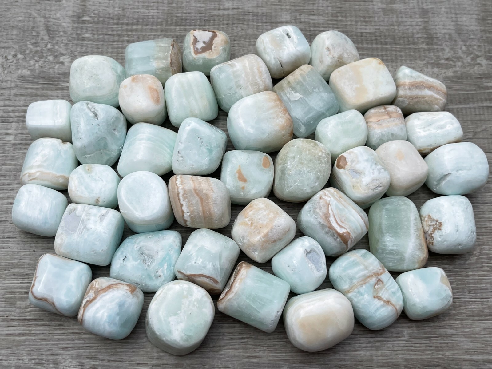 Grade A++ Caribbean Calcite Tumbled Stones, 1-1.5 Inch Tumbled Caribbean Calcite