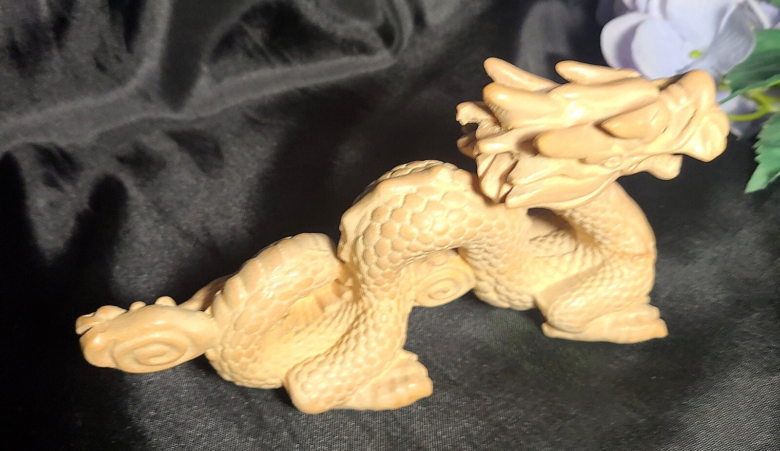 Large 6″ Full Body Detailed Wood Dragon Carving Figure – 2024 Year of The Dragon