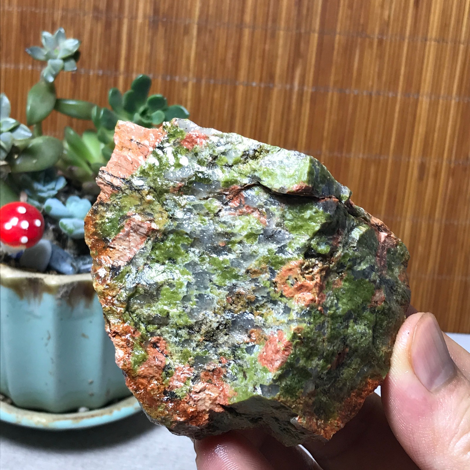 235g Natural Unakite Crystal gemstone Rough Mineral Specimen healing A6361