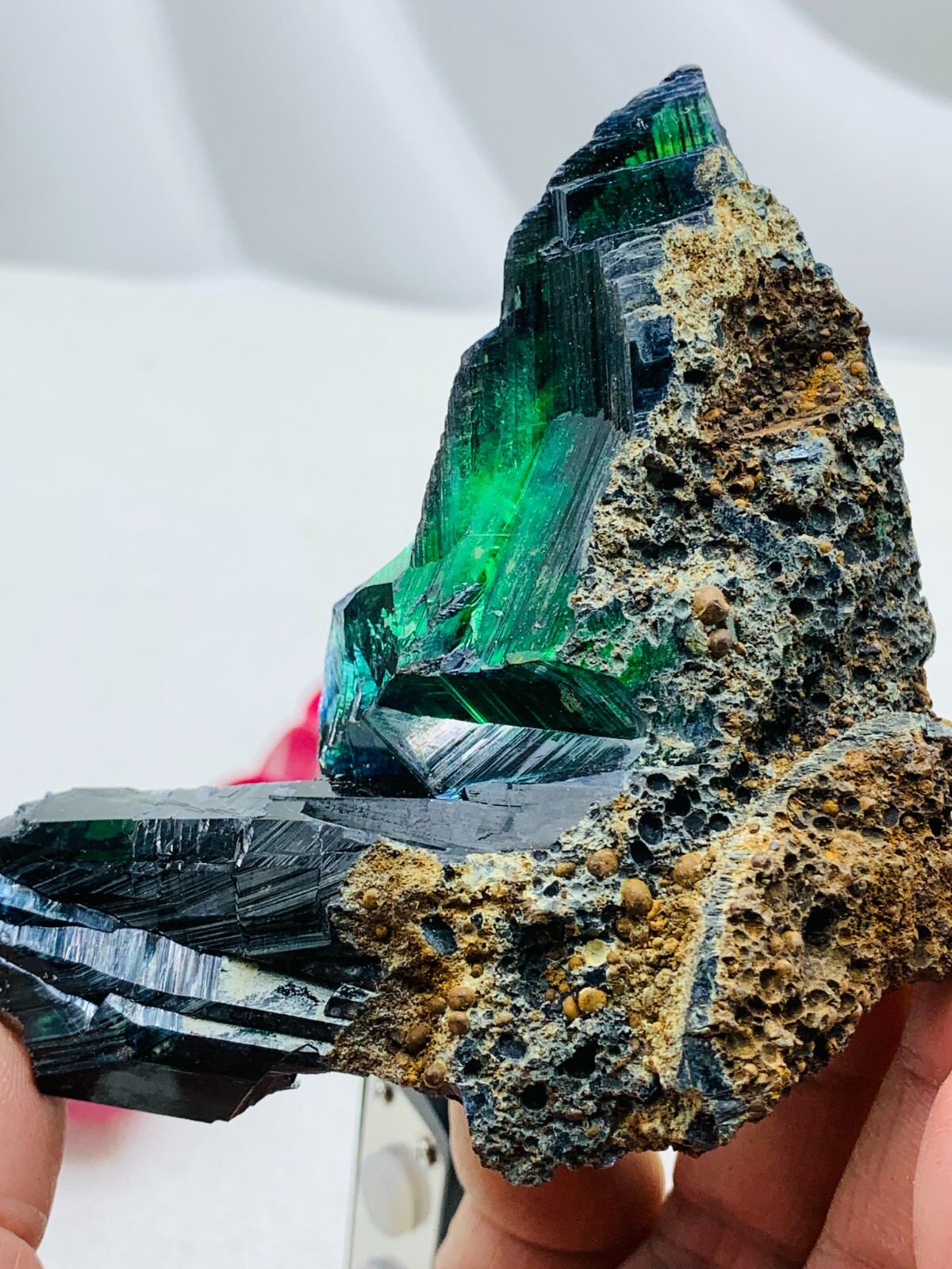 759ct85mm TOP EXCELLENT BLUE GREEN VIVIANITE CRYSTALS Specimen FROM Brazil GEM
