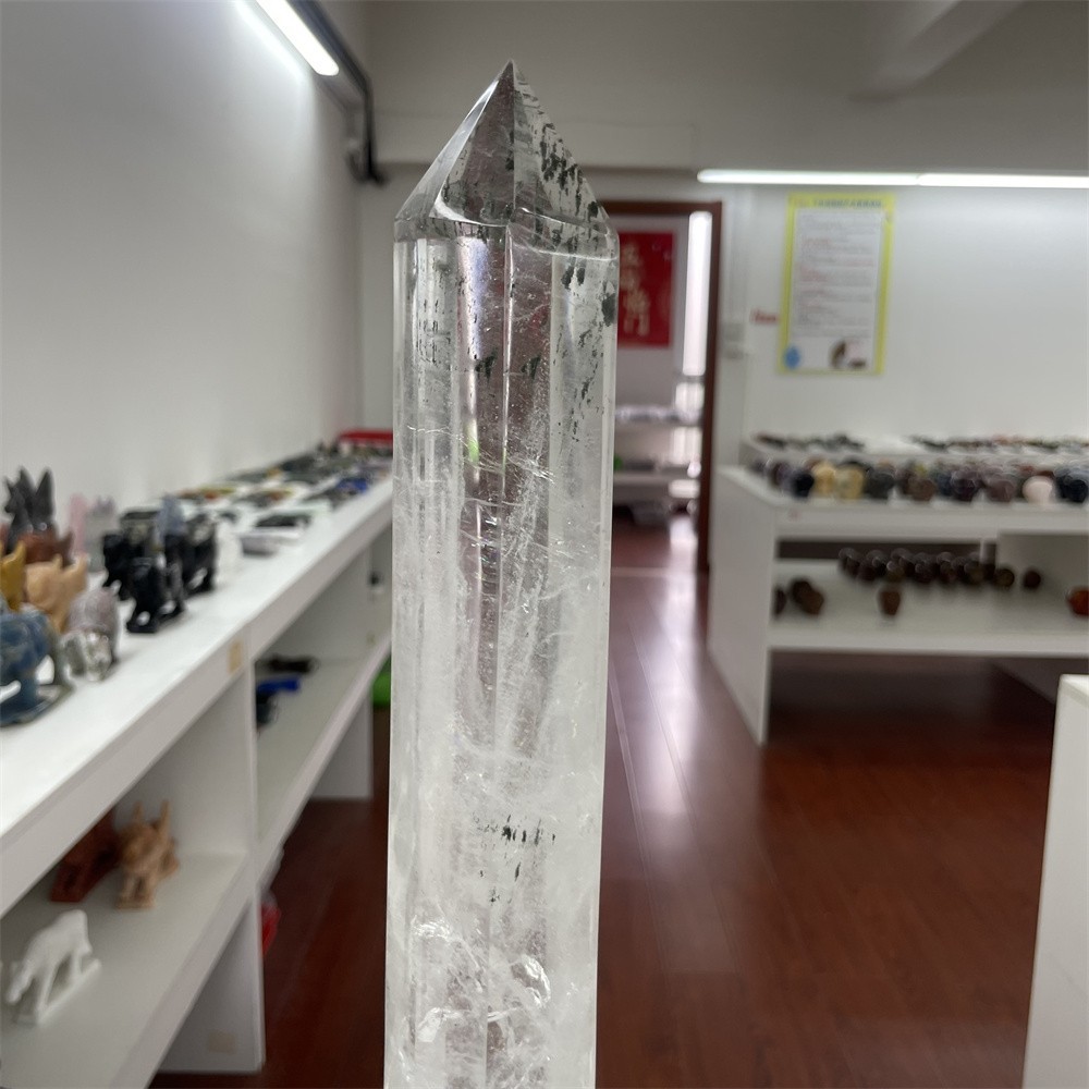 5.1LB 20.2″ Natural A+++ Clear Quartz Obelisk Tower Crystal Decor Reiki Heal