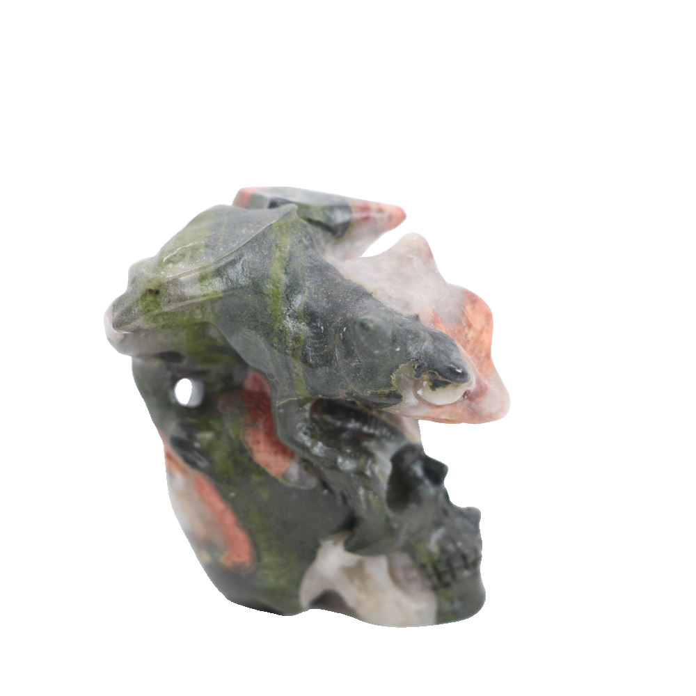 1.8″ PLUM FLOWER STONE Carved Dragon Crystal Skull Realistic Crystal Healing
