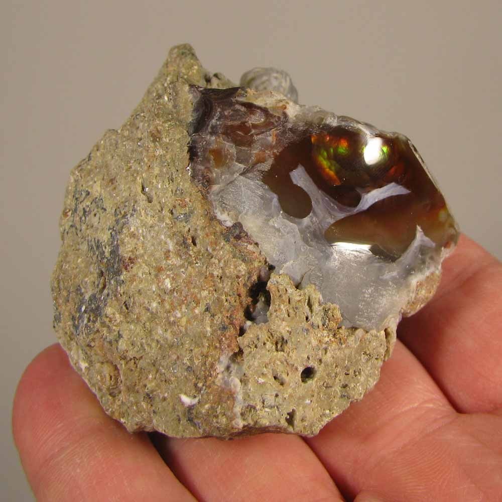 2.5″ Polished FIRE AGATE Gemstone on Matrix Rock – Mexico
