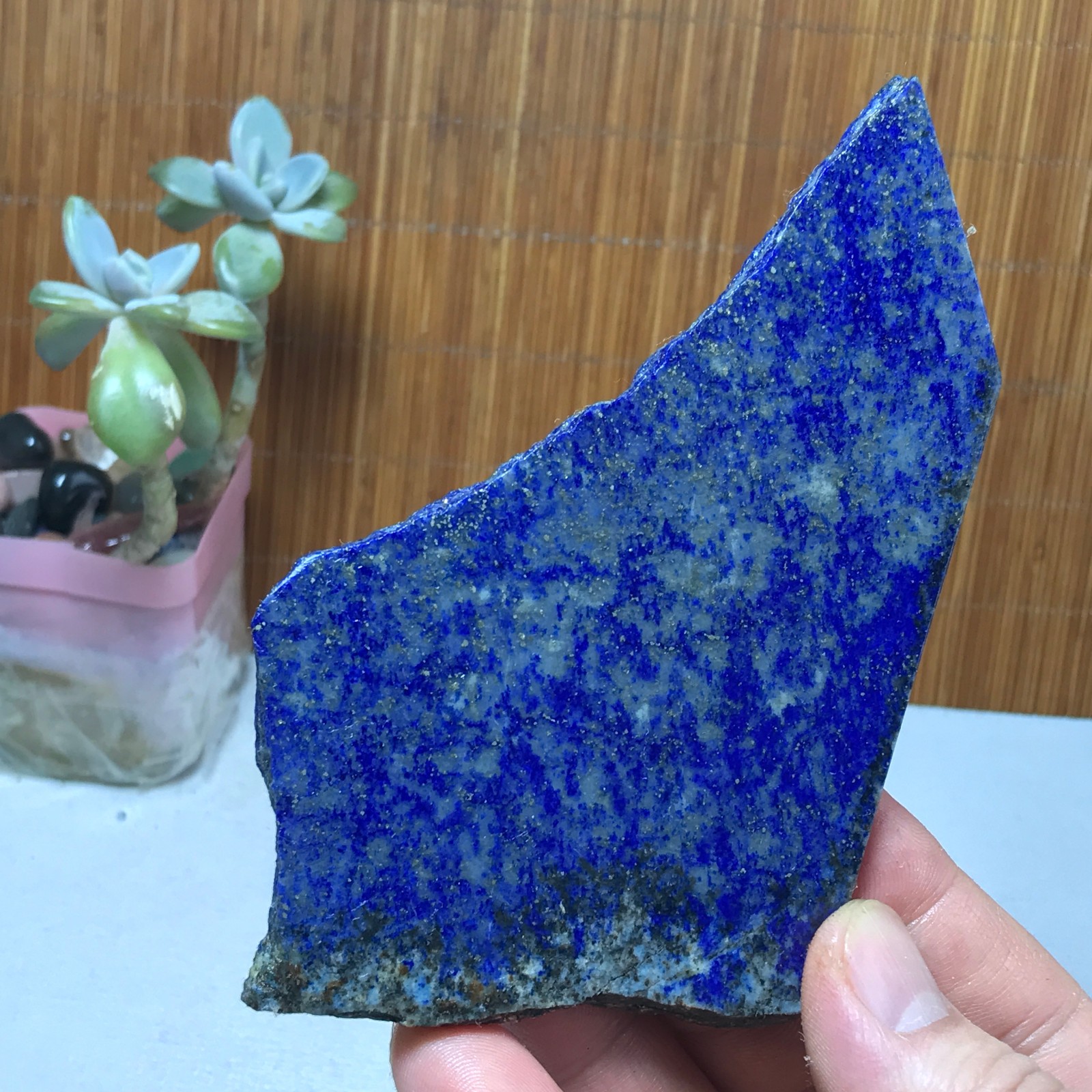 118-79-6mm Natural Lapis lazuli slice Crystal gemstone Polish/rough 104g A2860