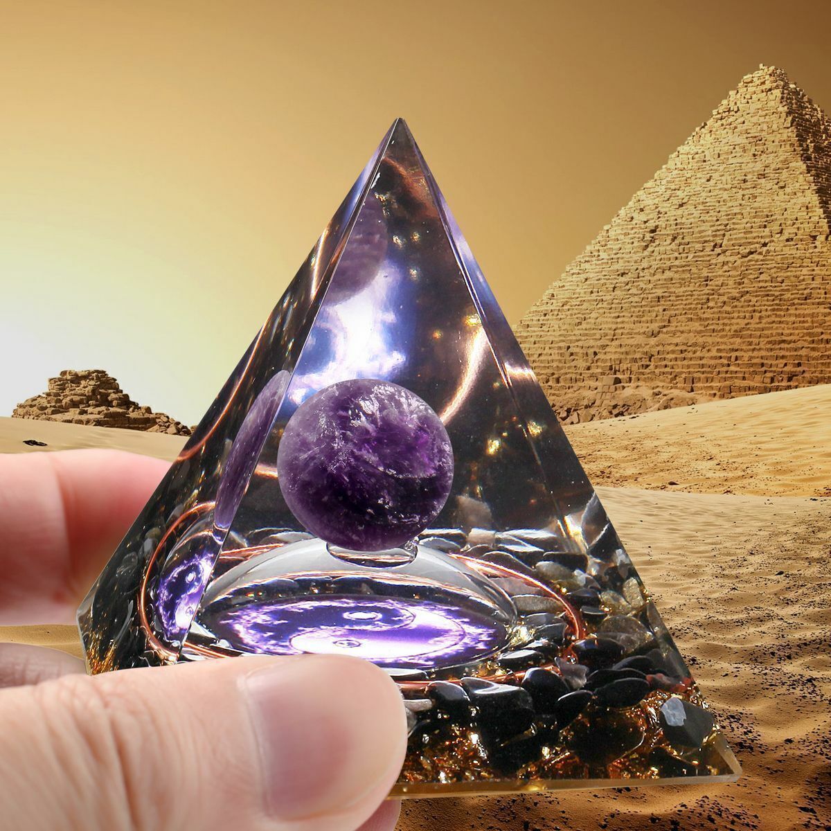 Orgone Pyramid Energy Generator Emf Protection Healing Meditation Orgonite Stone