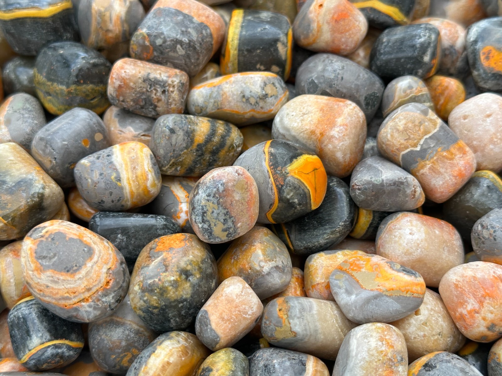 Grade A++ Bumblebee Jasper Tumbled Stones, 0.75-1.25″ Tumbled Bumblebee Jasper
