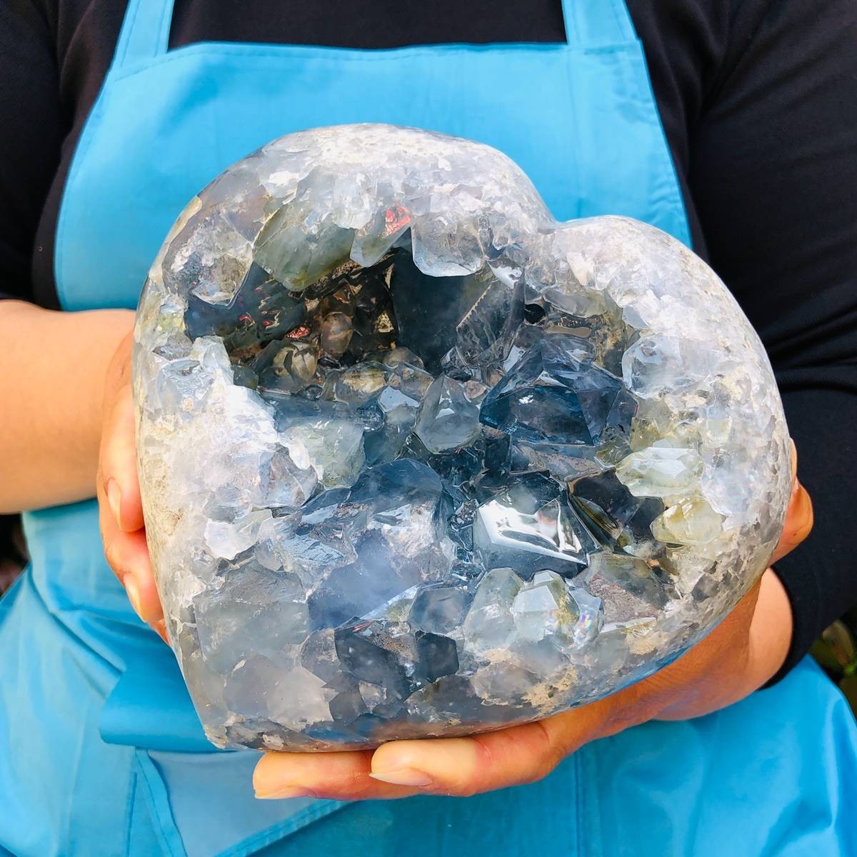 11.5LB Natural Egg Shape Blue Crystal Geode Healing Stone Mineral Specimen