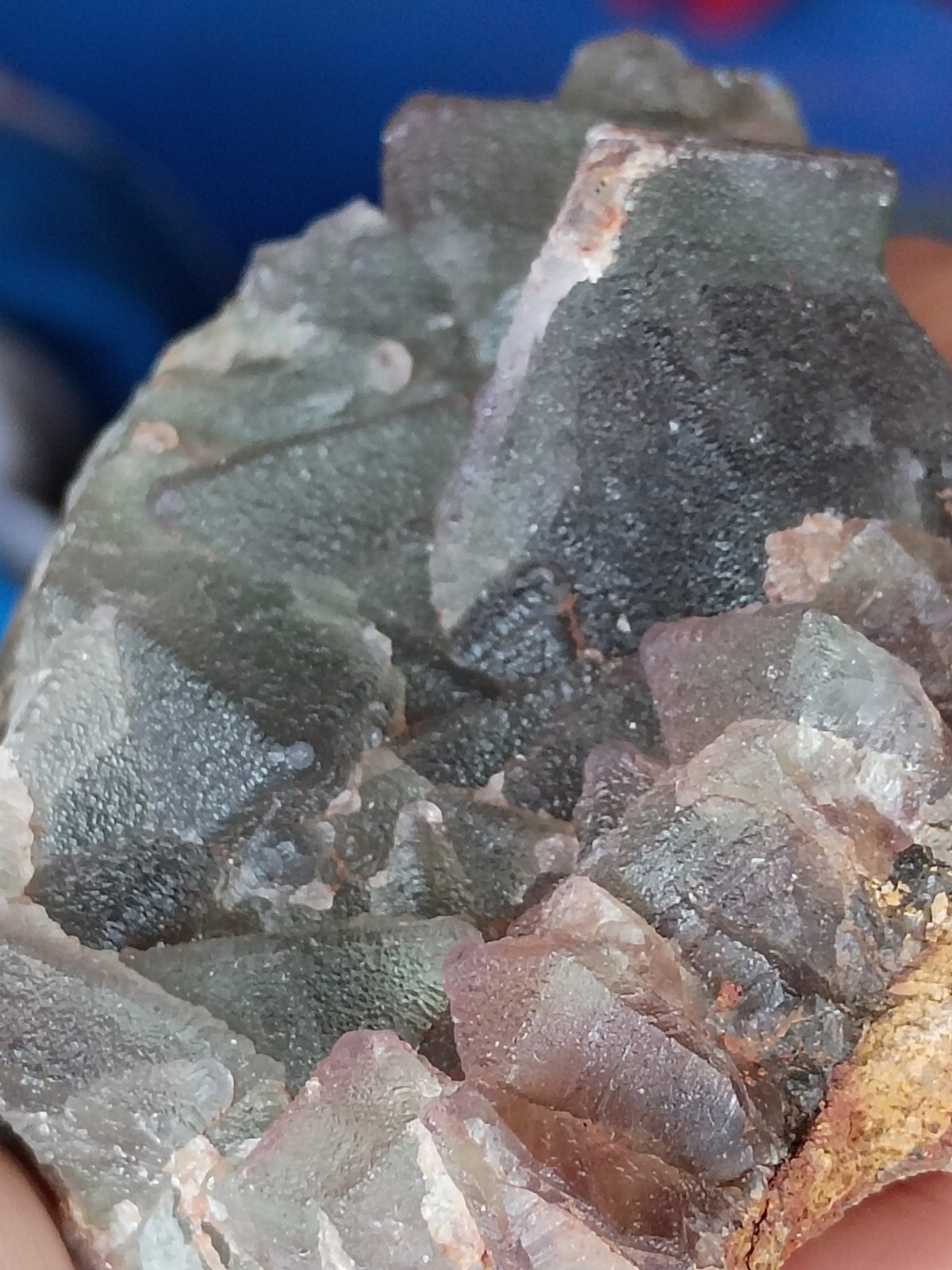 Green Purple Fluorite Crystal Cluster Specimen Display Piece pyramid zoning