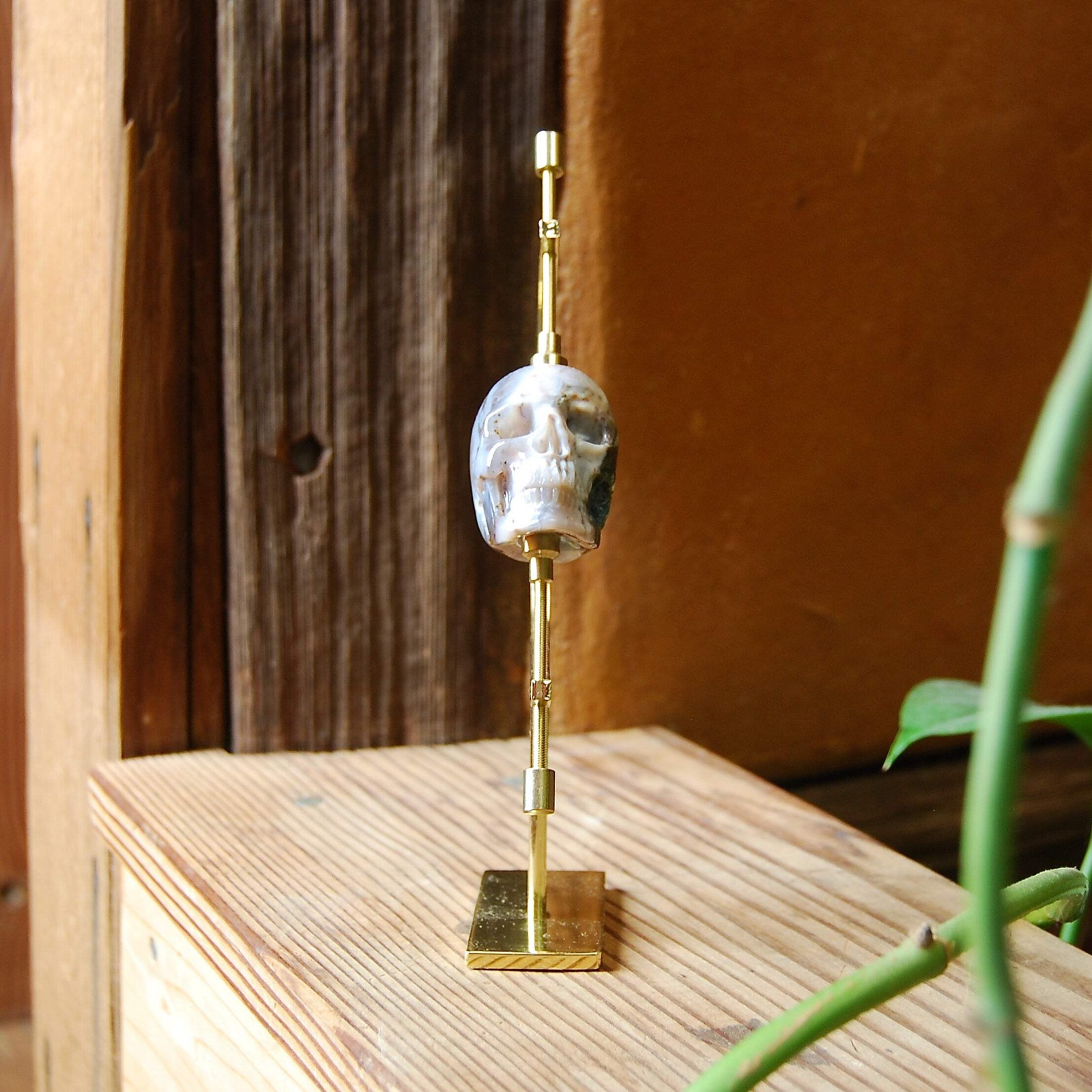 Caliper Crystal Display Stand in Brass 6.5in