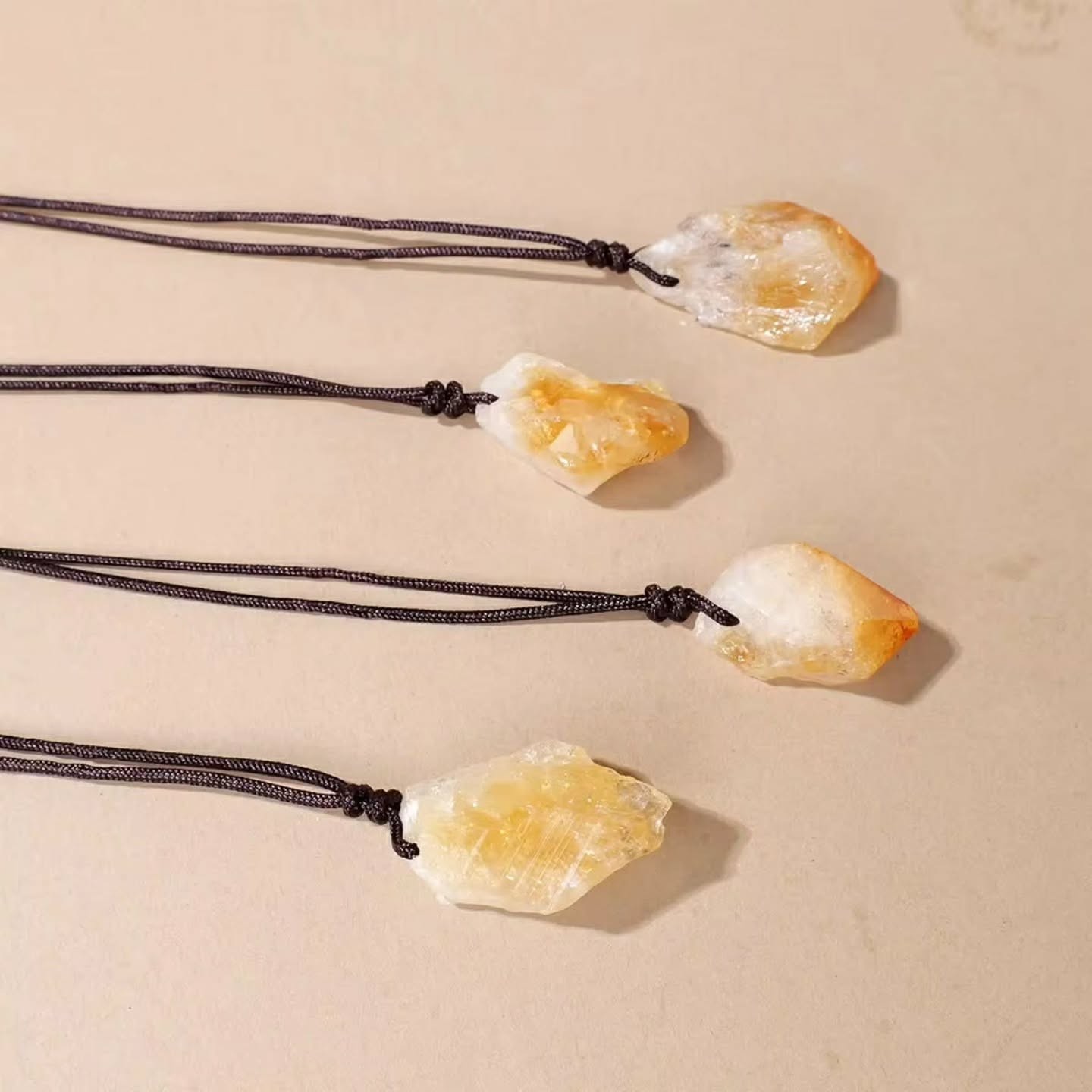 Raw Citrine Pendant Necklace Natural Crystal Prosperity Healing Stone